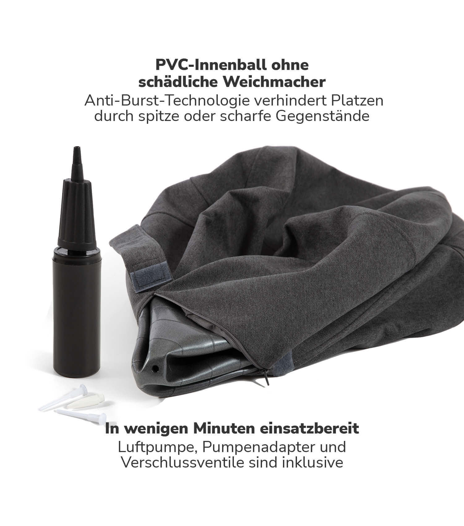 Stoff Sitzball ergonomisch 'Der Sportliche' Gymnastikball & Hocker Grau