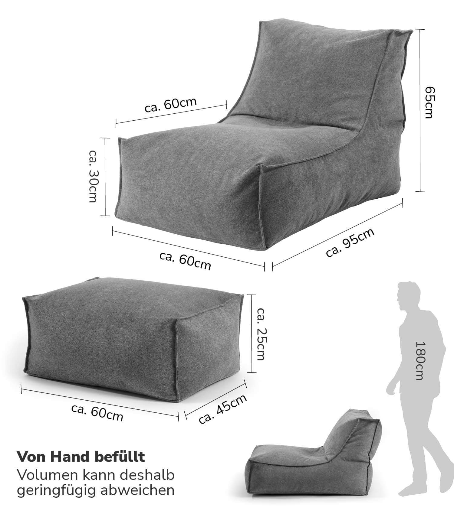 Sitzsack XXL + Pouf für Kinder & Erwachsene mit Füllung 'Der Sundowner'