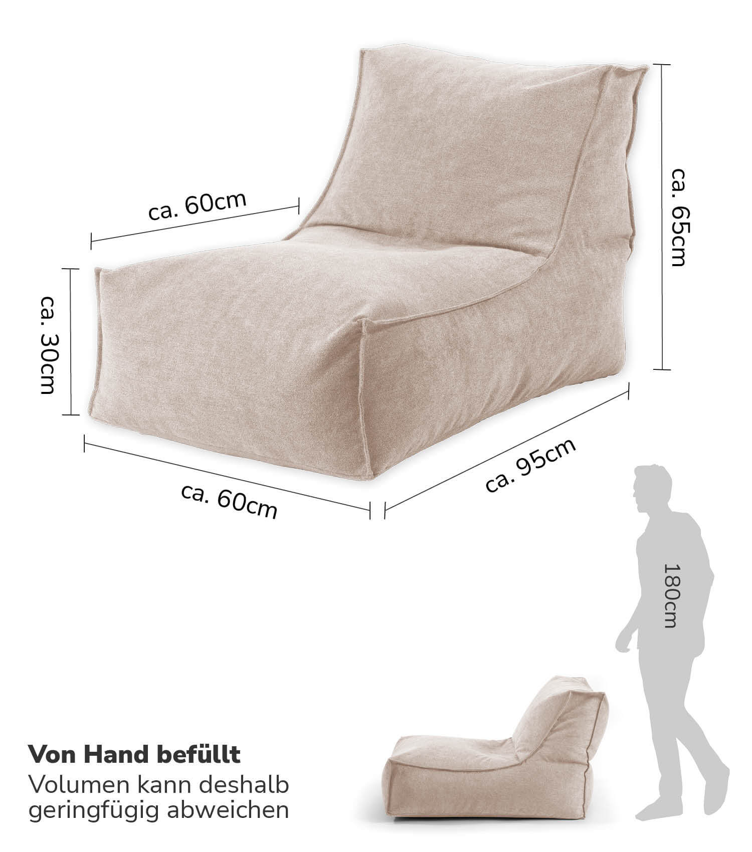 Sitzsack XXL + Pouf für Kinder & Erwachsene mit Füllung 'Der Sundowner'