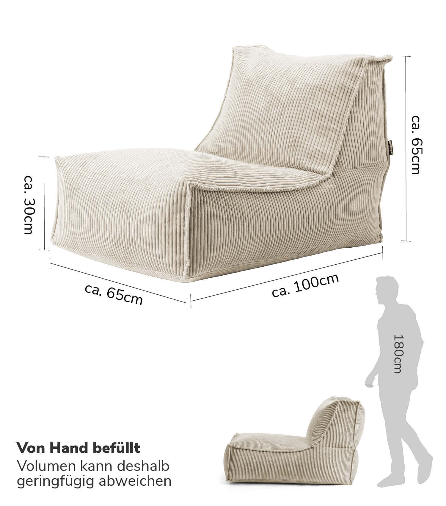 Sitzsack XXL + Pouf für Kinder & Erwachsene mit Füllung 'Der Gelassene'