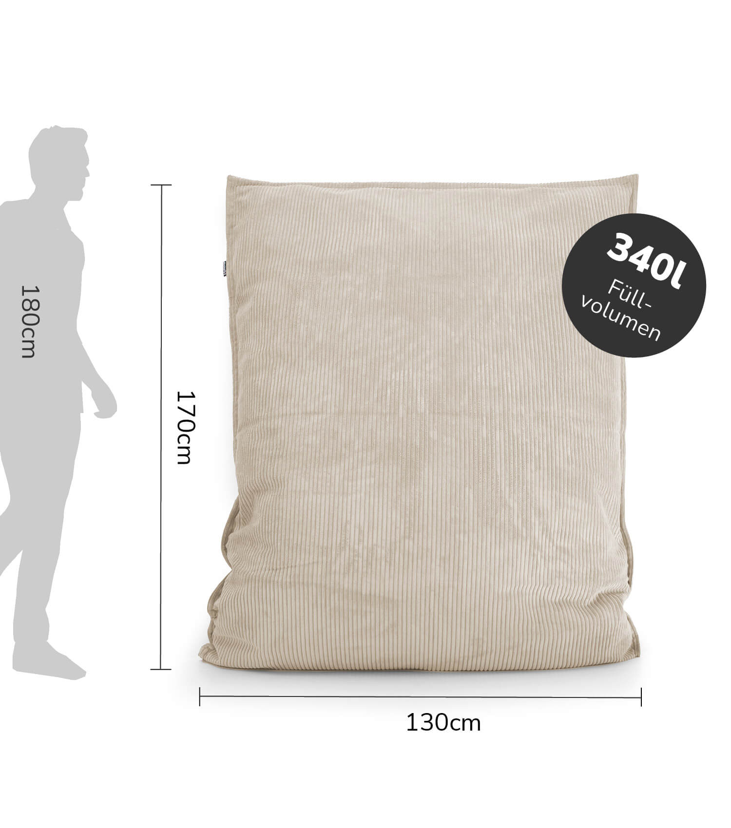 Sitzsack XXL mit Cord Cover Bean Bag Riesensitzsack Bodenkissen