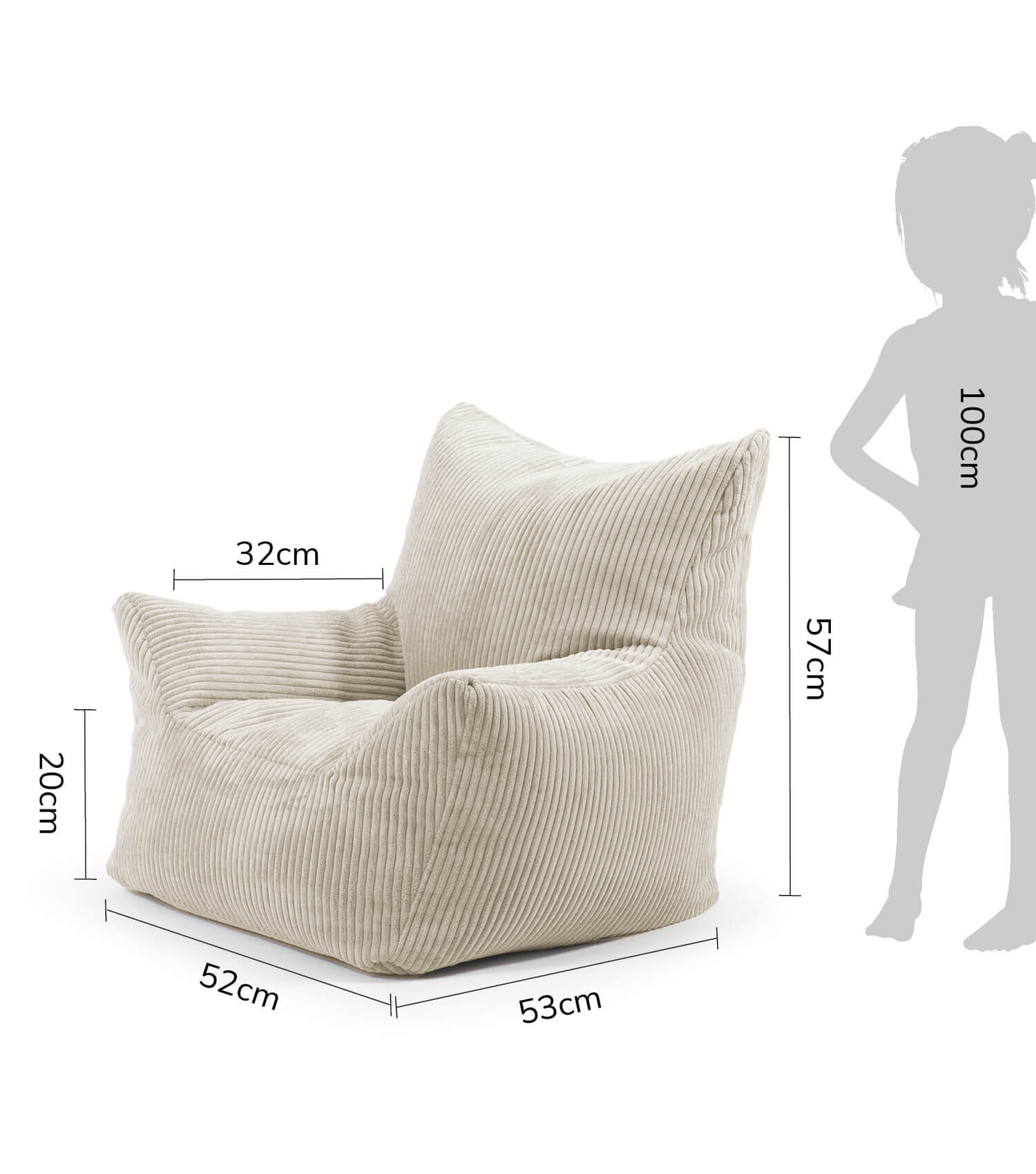 Kinder Sitzack Cord Kindersessel Lesesessel Bodenkissen Kindersitzsack Outdoorsitzsack