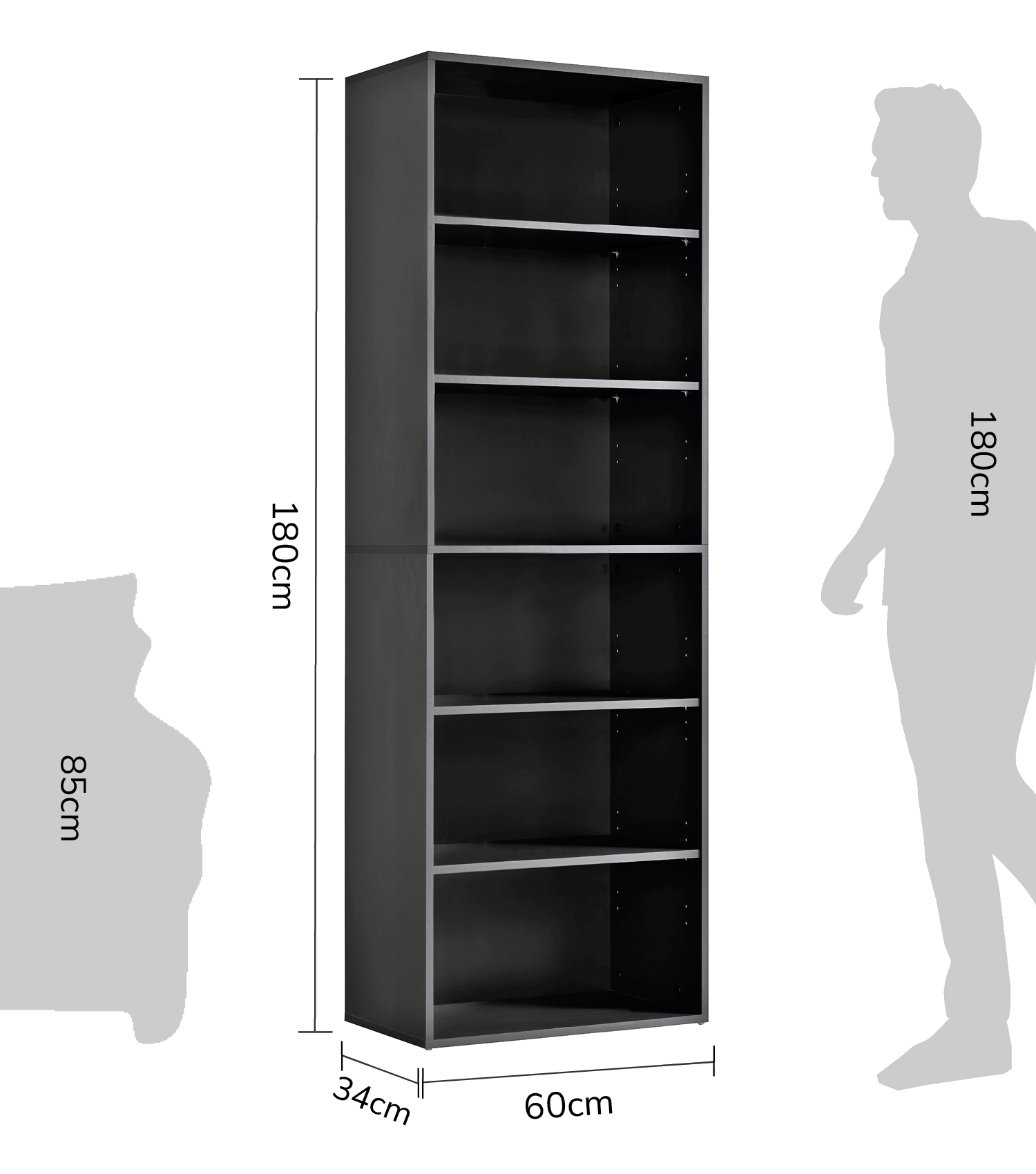 Hohes Regal Schuhregal aus Holz ‘Der Bücherwurm’ Aktenregal Wand
