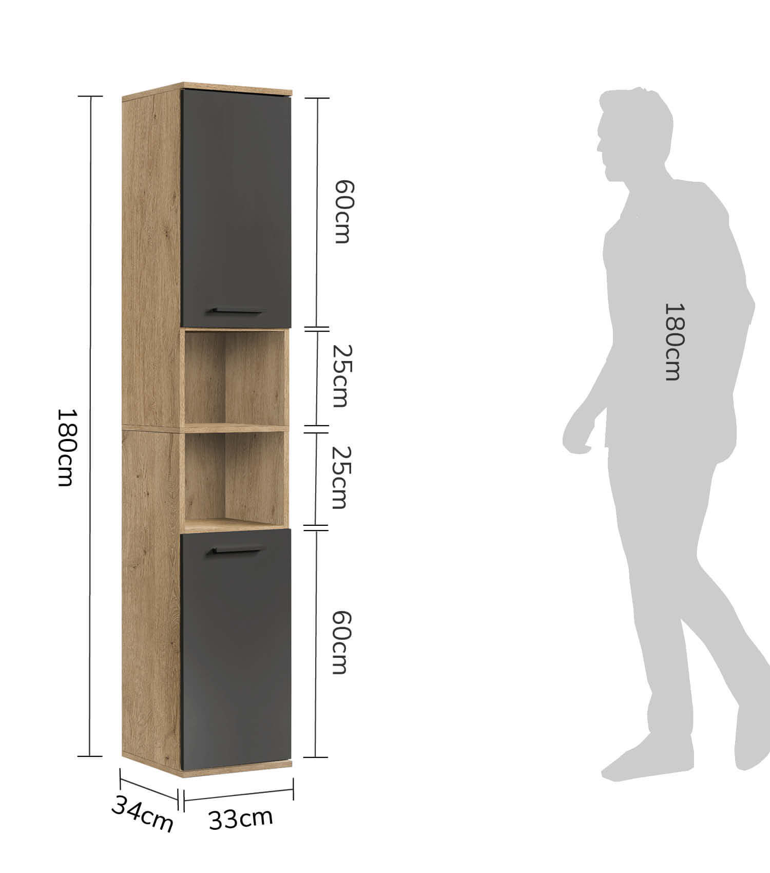 Bad-Hochschrank Badezimmerschrank Badschrank Badezimmerregal Schrank
