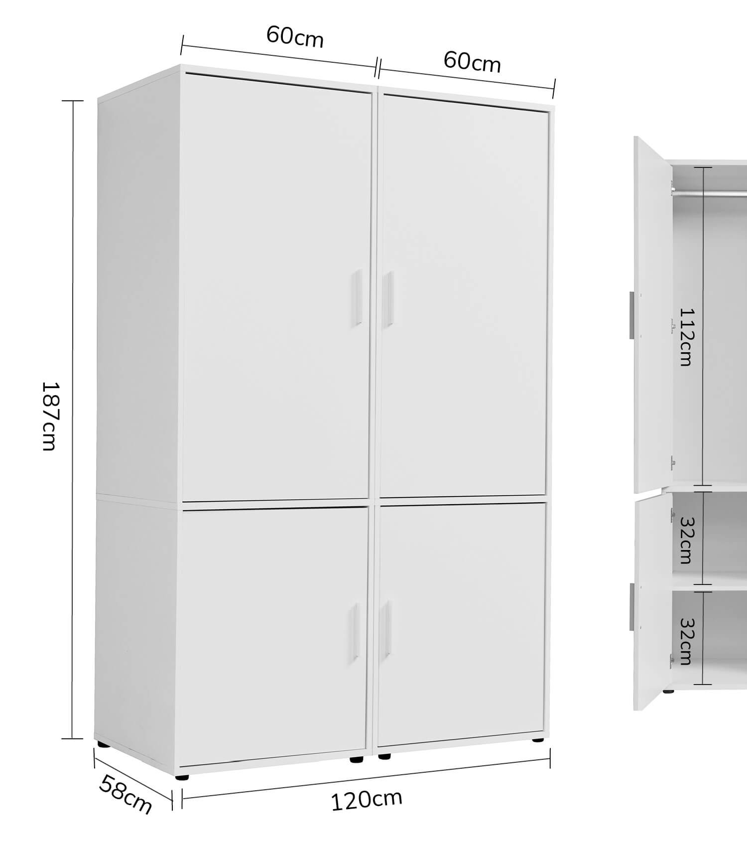 Kleiderschrank Garderobenschrank Schlafzimmerschrank Flurschrank