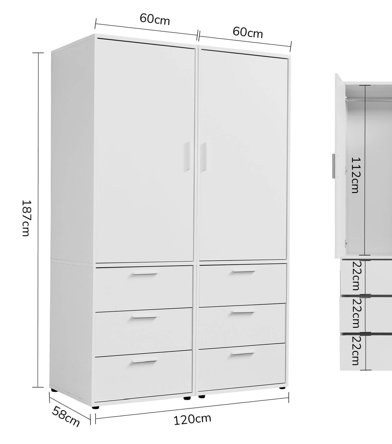 Kleiderschrank Garderobenschrank Schlafzimmerschrank Flurschrank