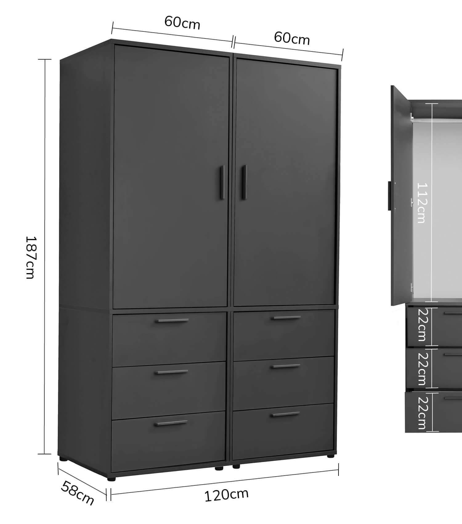 Kleiderschrank Garderobenschrank Schlafzimmerschrank Flurschrank
