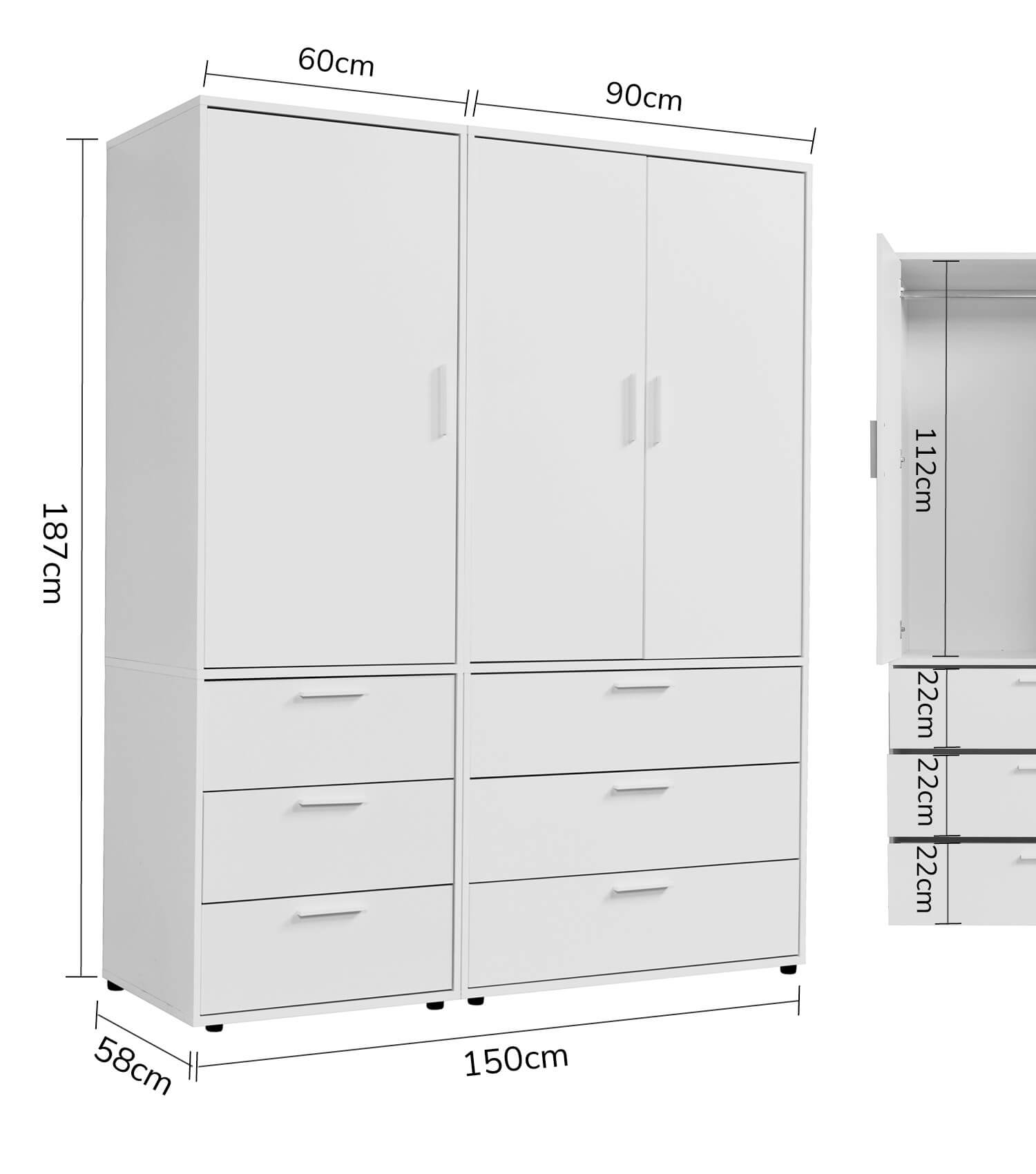 Kleiderschrank Garderobenschrank Schlafzimmerschrank Flurschrank