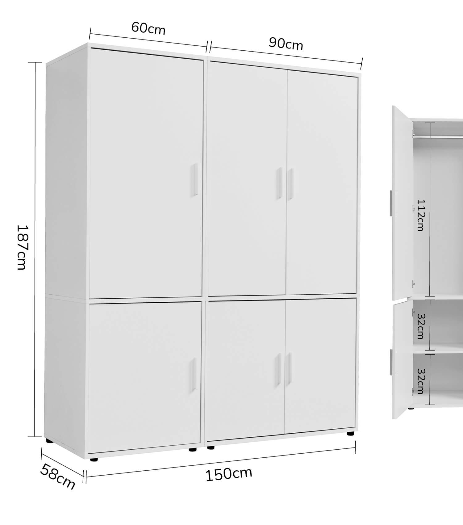 Kleiderschrank Garderobenschrank Schlafzimmerschrank Flurschrank