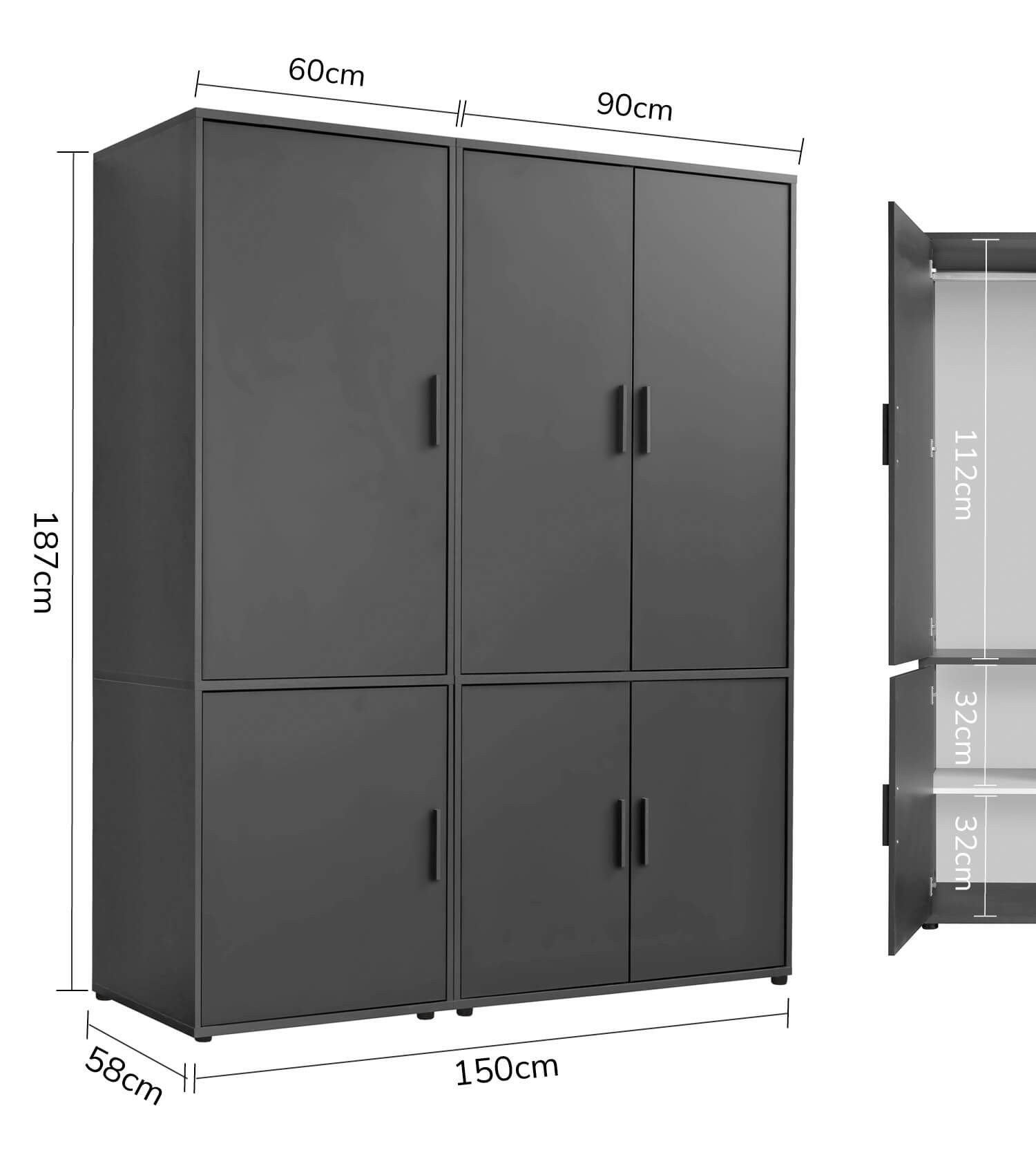 Kleiderschrank Garderobenschrank Schlafzimmerschrank Flurschrank