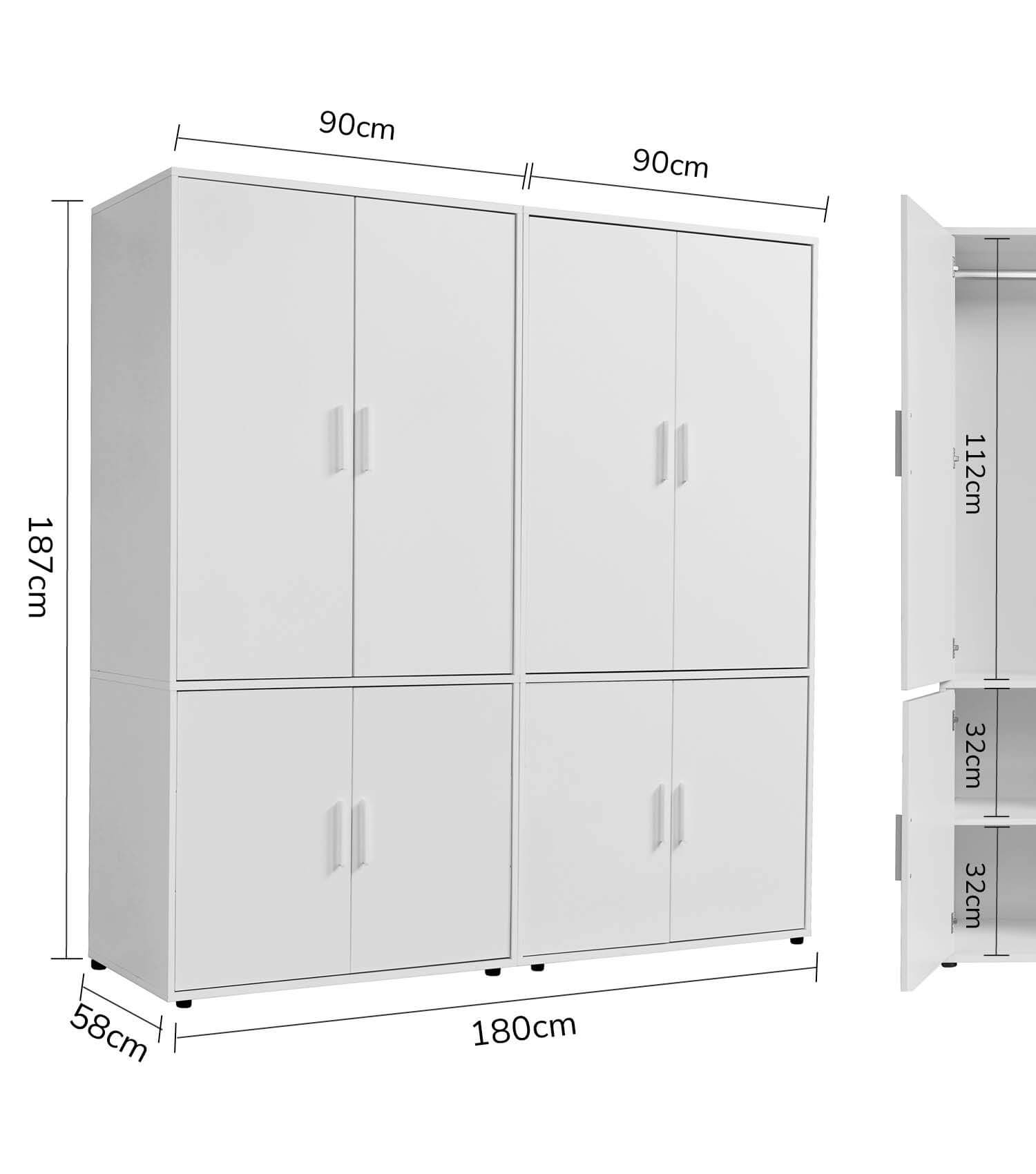 Kleiderschrank Garderobenschrank Schlafzimmerschrank Flurschrank
