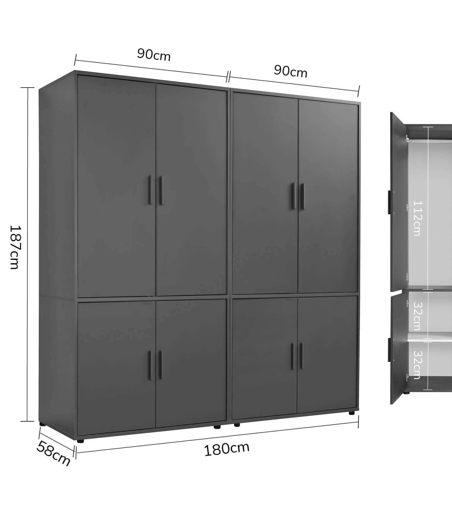 Kleiderschrank Garderobenschrank Schlafzimmerschrank Flurschrank