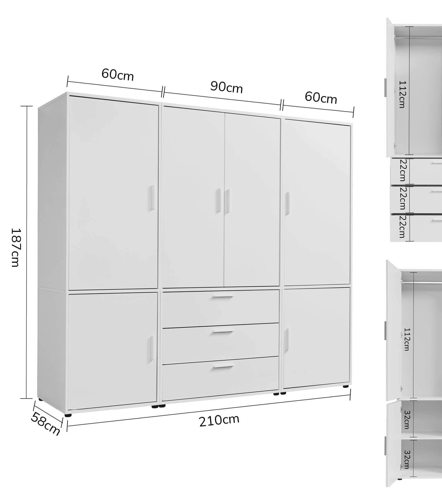 Kleiderschrank Garderobenschrank Schlafzimmerschrank Flurschrank