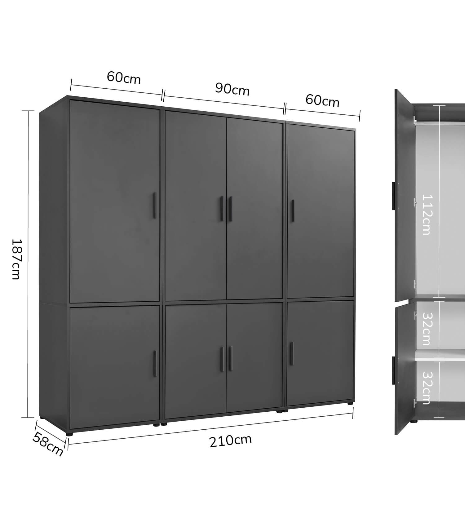 Kleiderschrank Garderobenschrank Schlafzimmerschrank Flurschrank