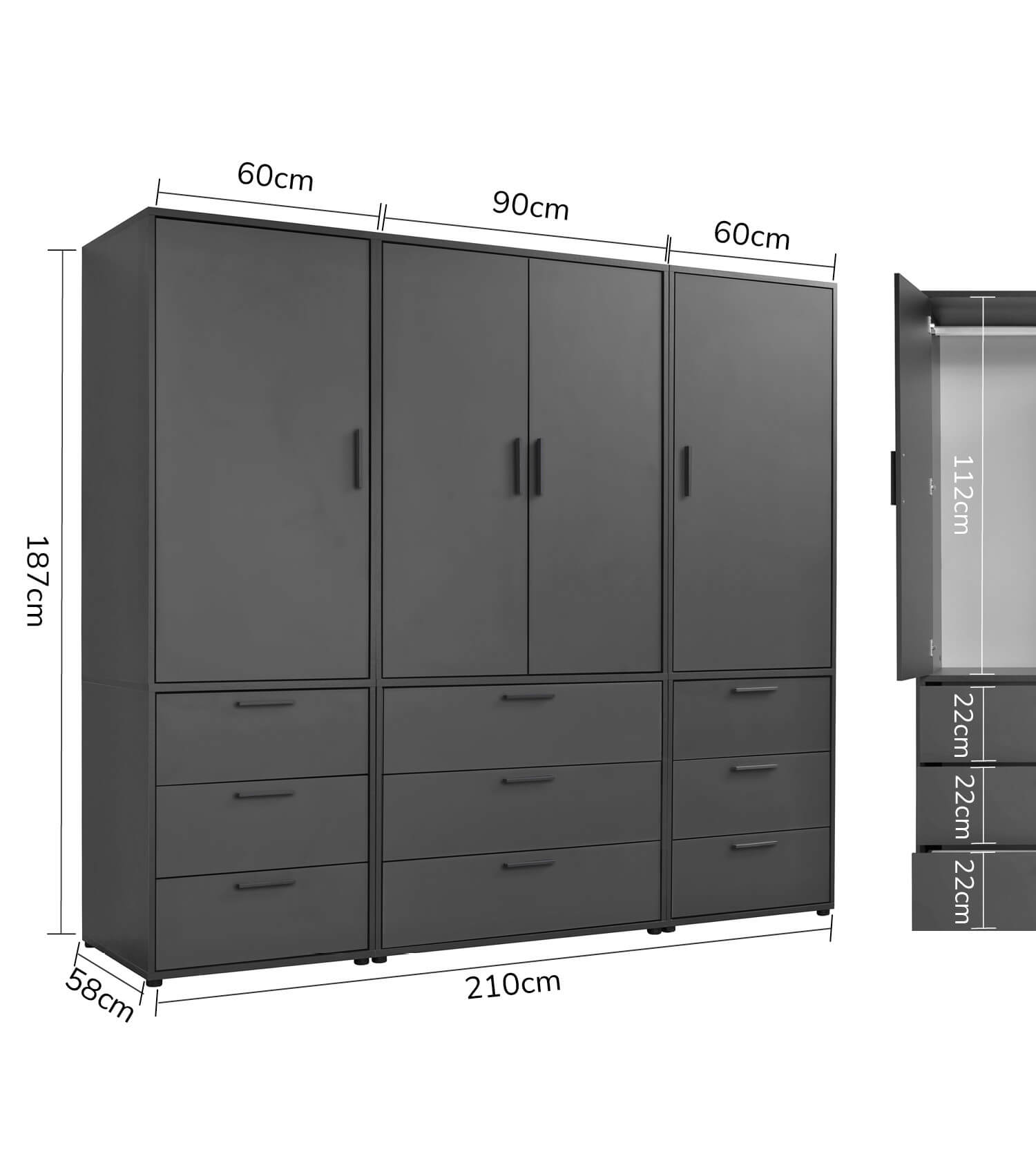 Kleiderschrank Garderobenschrank Schlafzimmerschrank Flurschrank