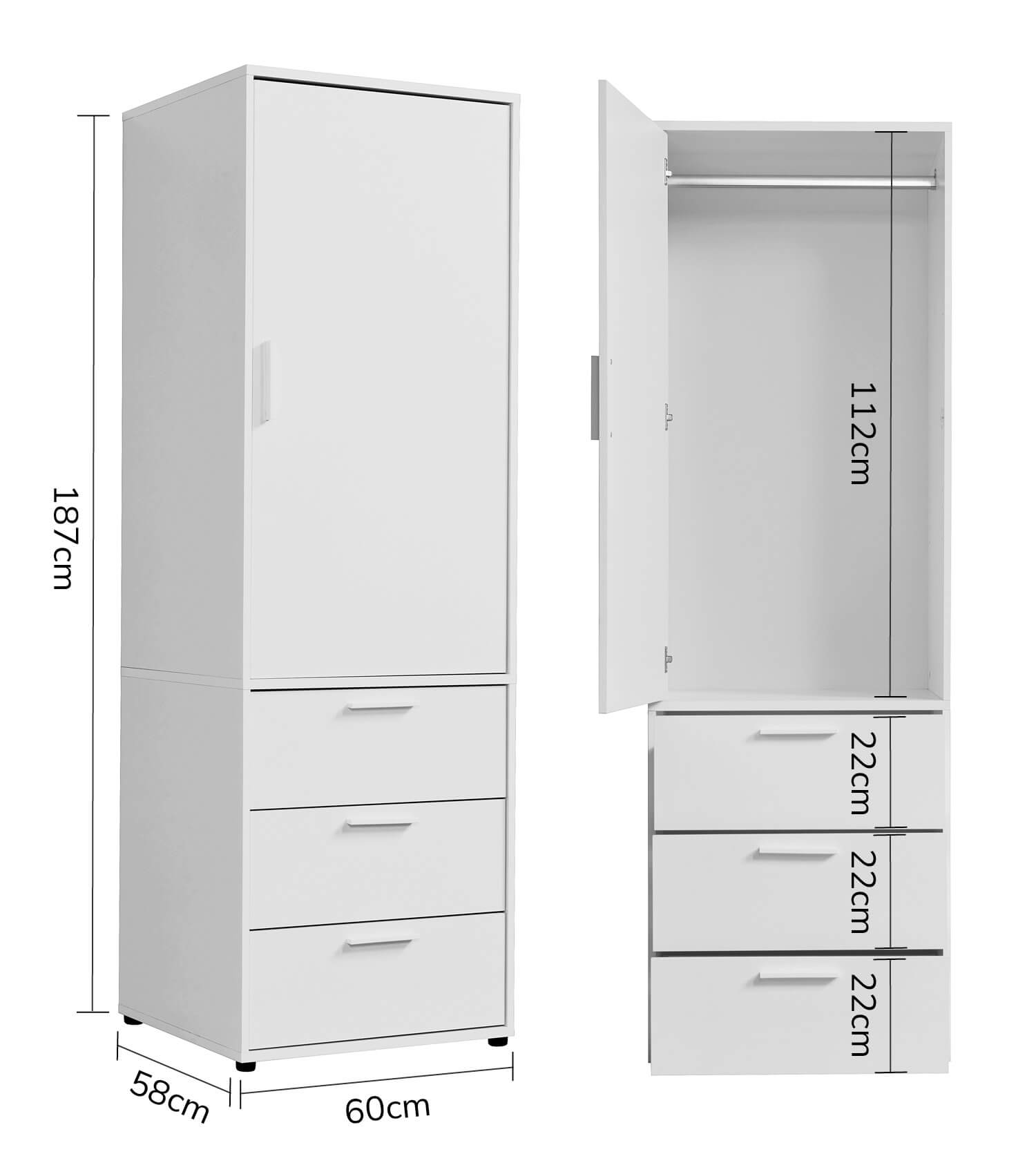 Kleiderschrank Garderobenschrank Schlafzimmerschrank Flurschrank