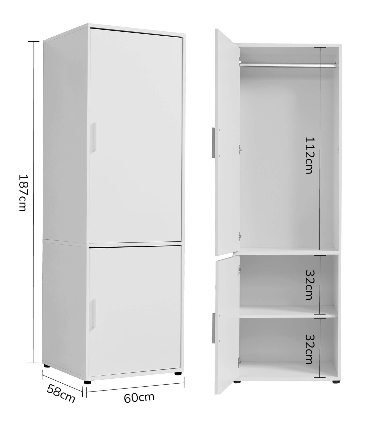 Kleiderschrank Garderobenschrank Schlafzimmerschrank Flurschrank
