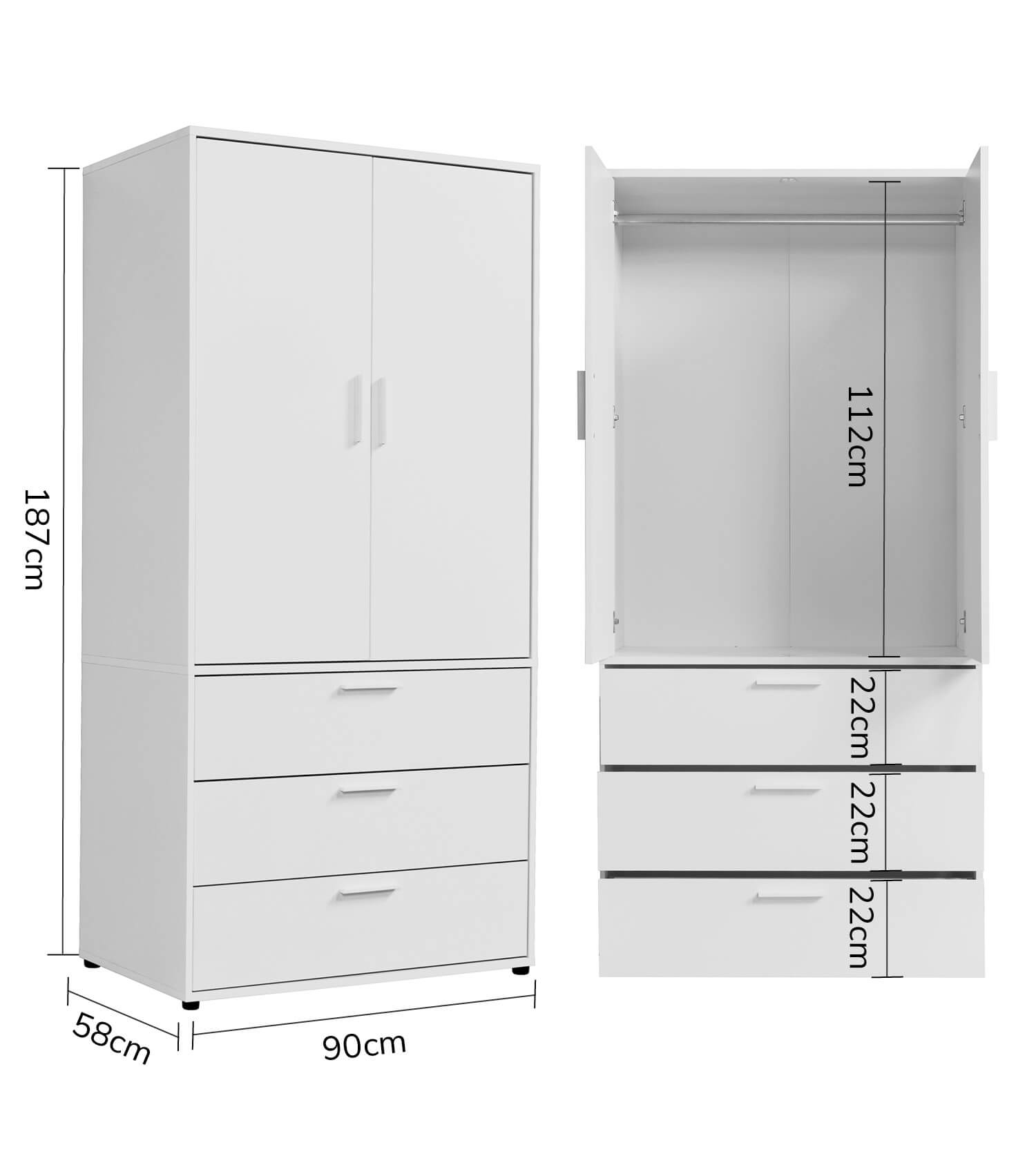 Kleiderschrank Garderobenschrank Schlafzimmerschrank Flurschrank