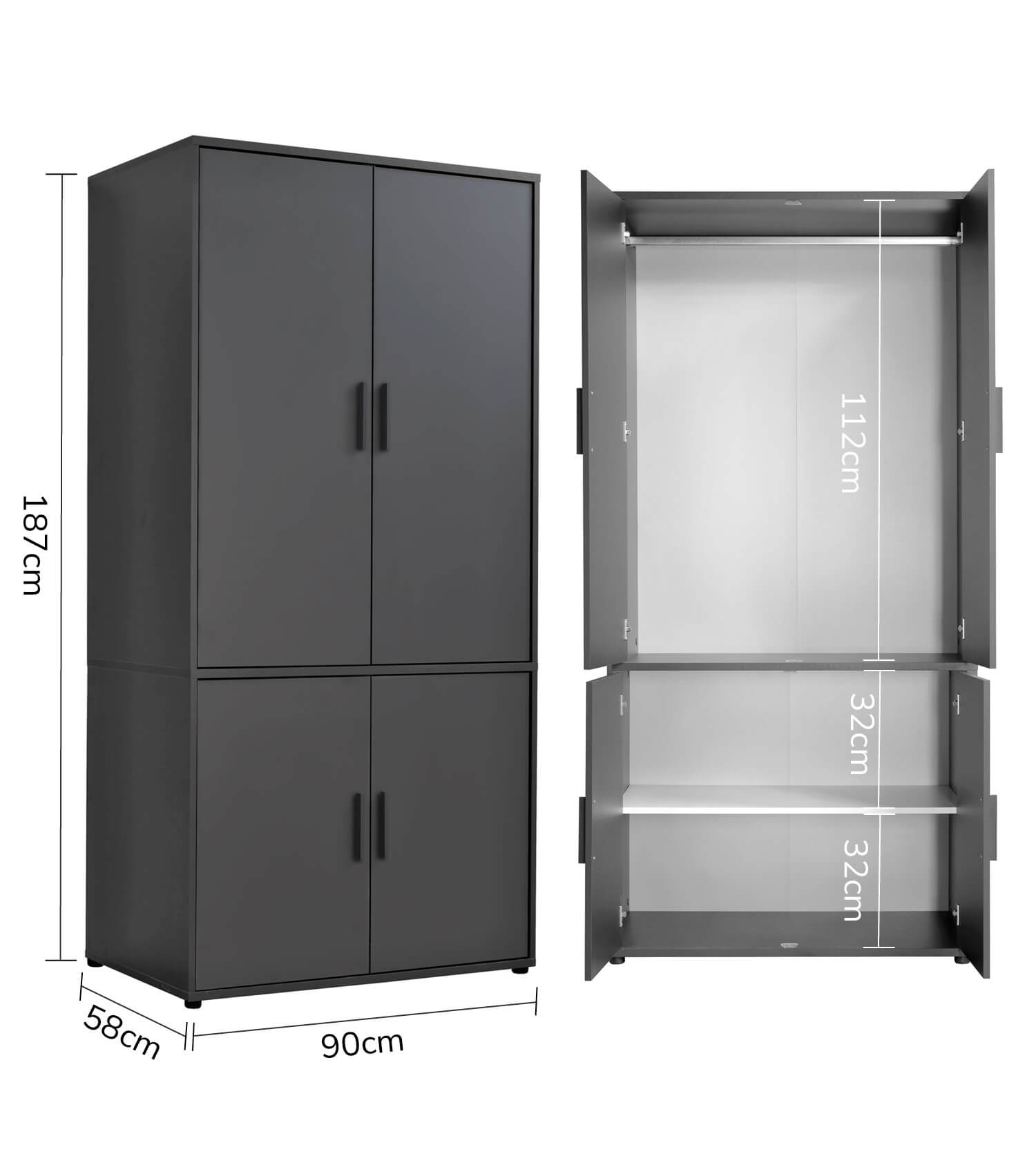 Kleiderschrank Garderobenschrank Schlafzimmerschrank Flurschrank