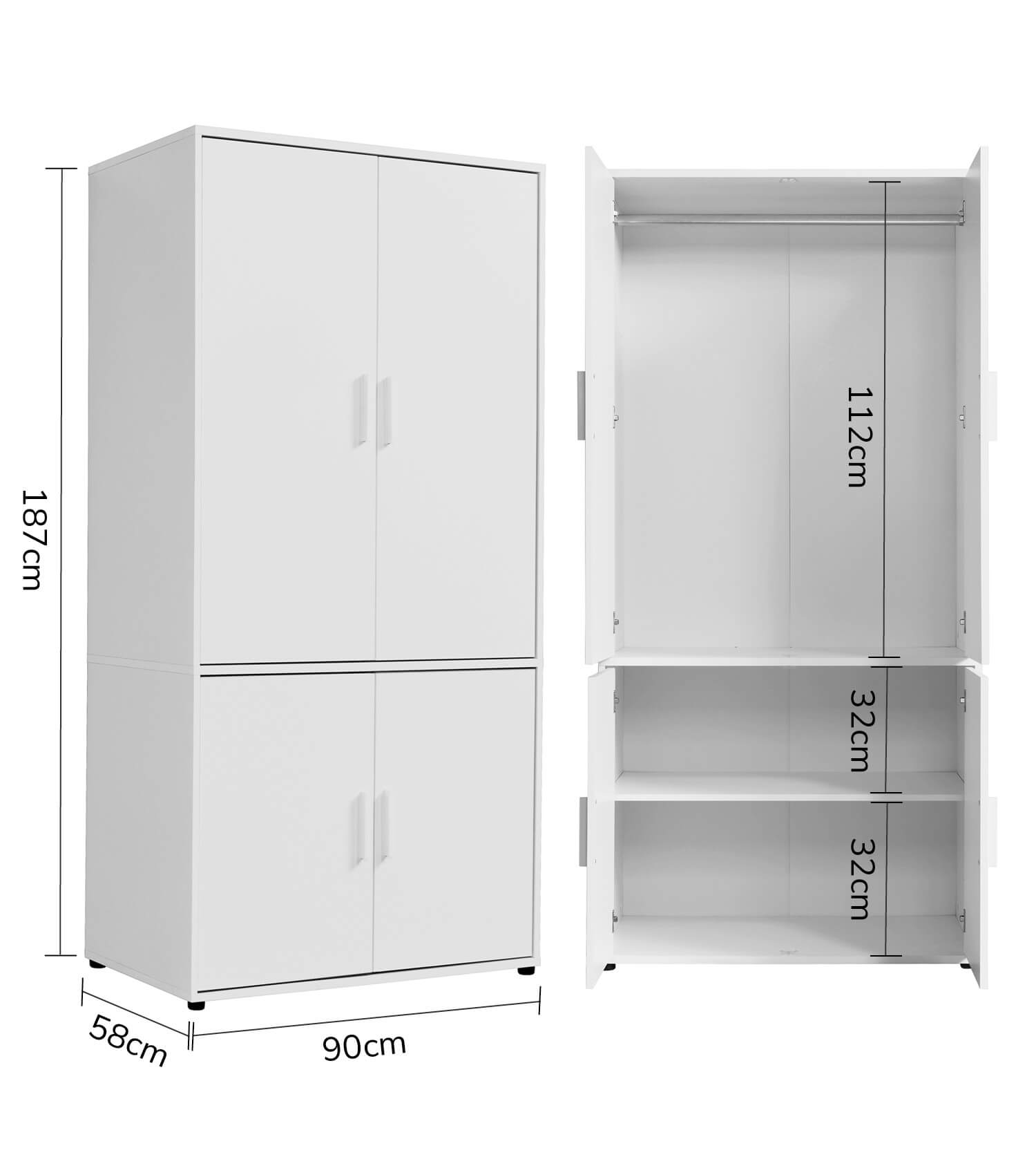 Kleiderschrank Garderobenschrank Schlafzimmerschrank Flurschrank