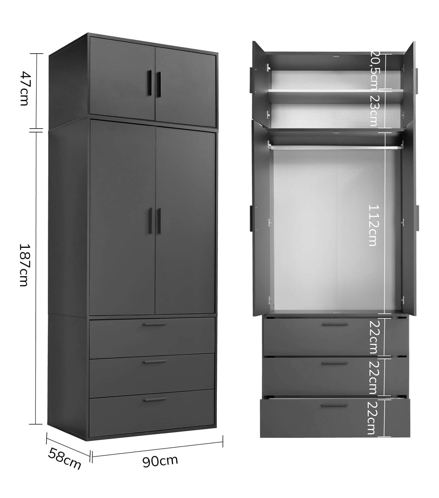 Kleiderschrank Garderobenschrank Schlafzimmerschrank Schrank