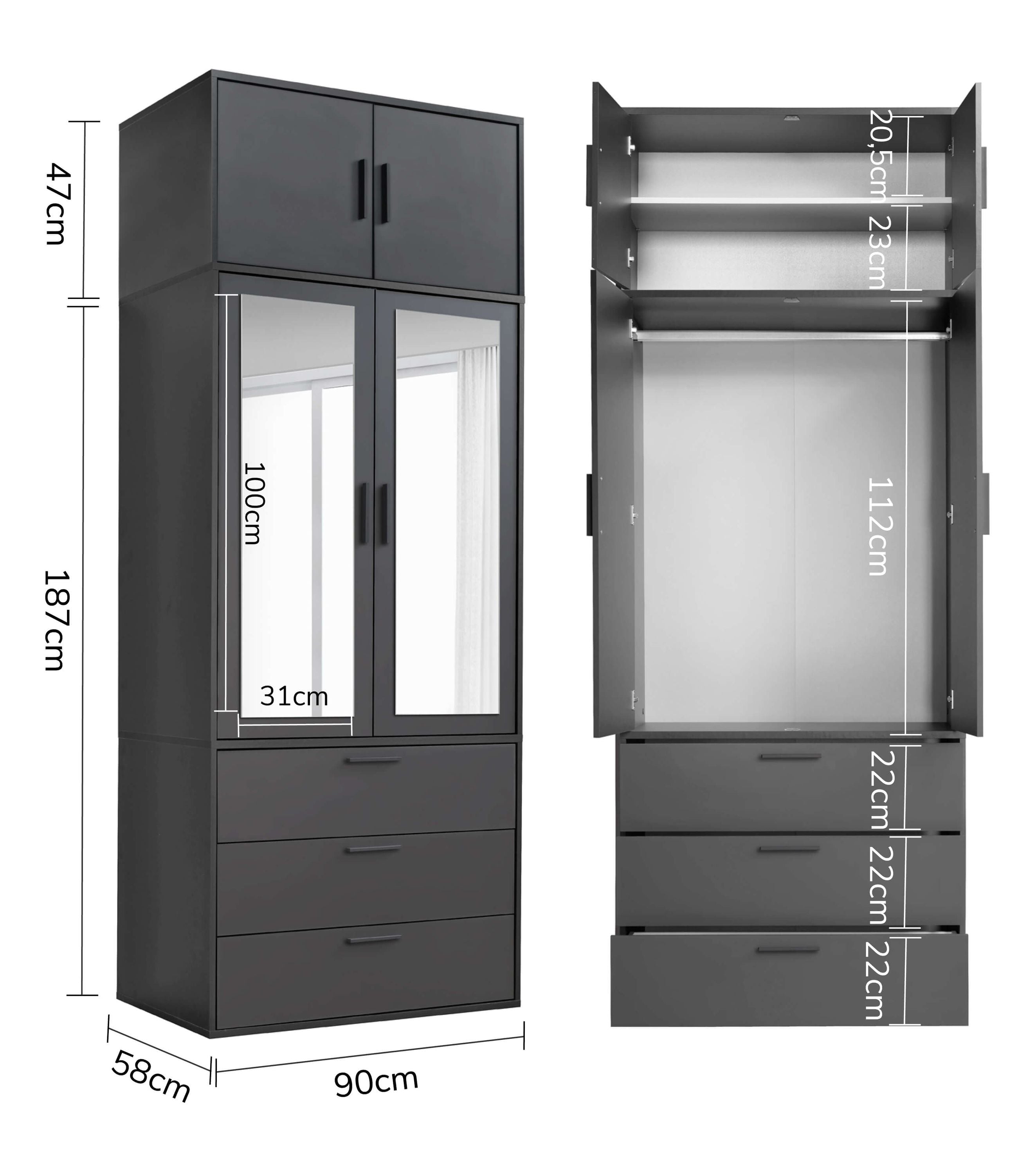Kleiderschrank Garderobenschrank Schlafzimmerschrank Schrank