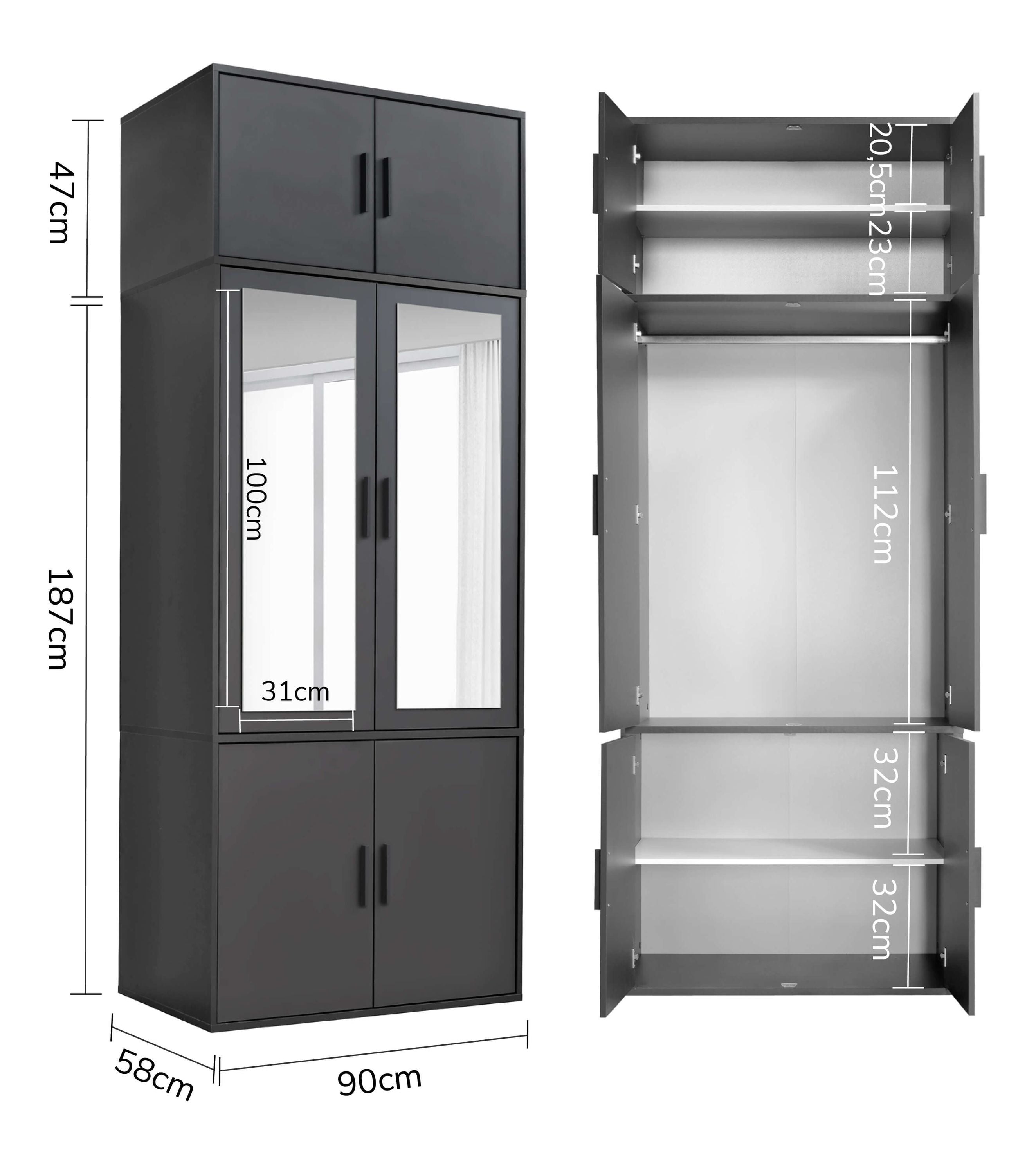 Kleiderschrank Garderobenschrank Schlafzimmerschrank Schrank