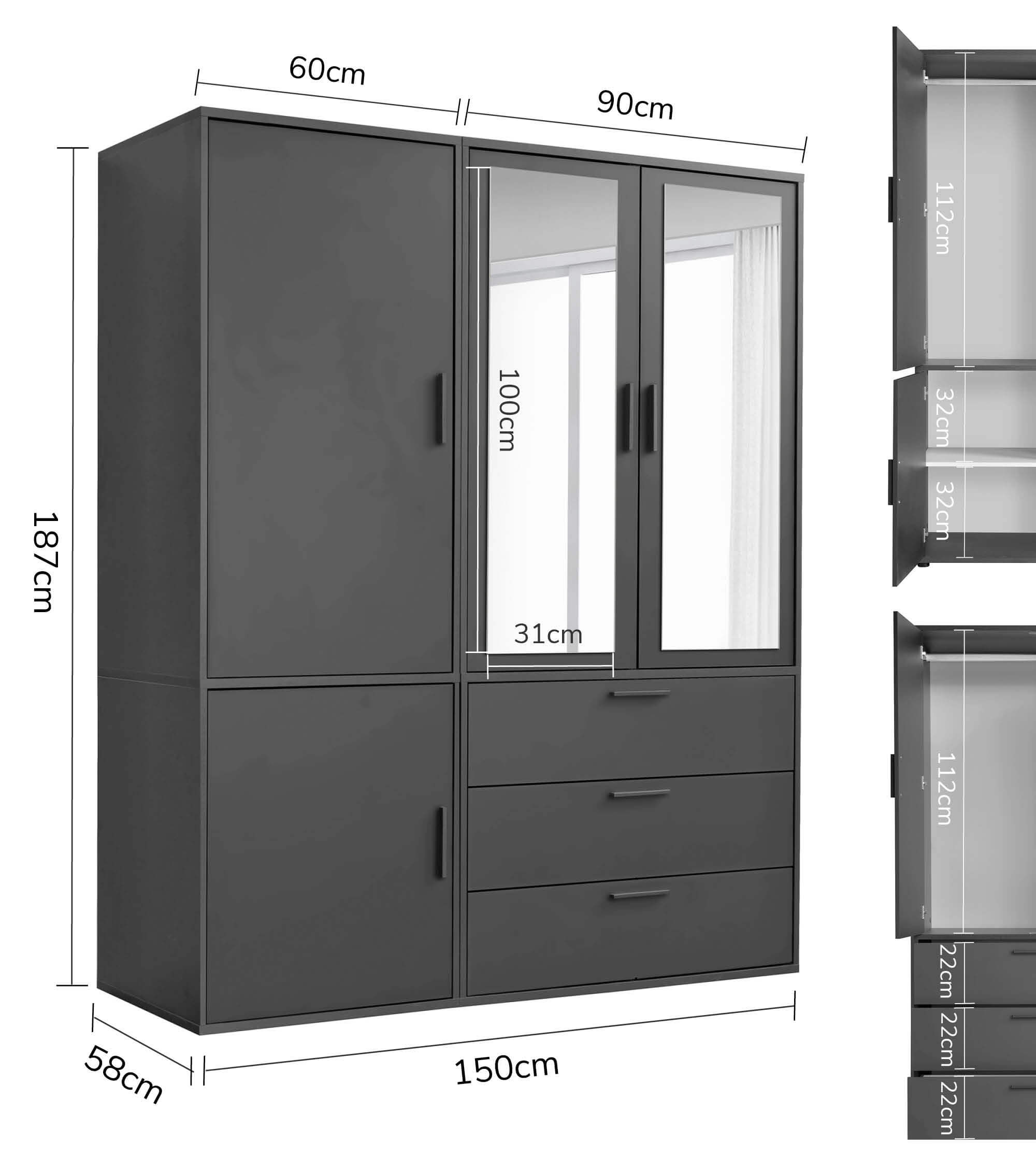 Kleiderschrank Garderobenschrank Schlafzimmerschrank Flurschrank