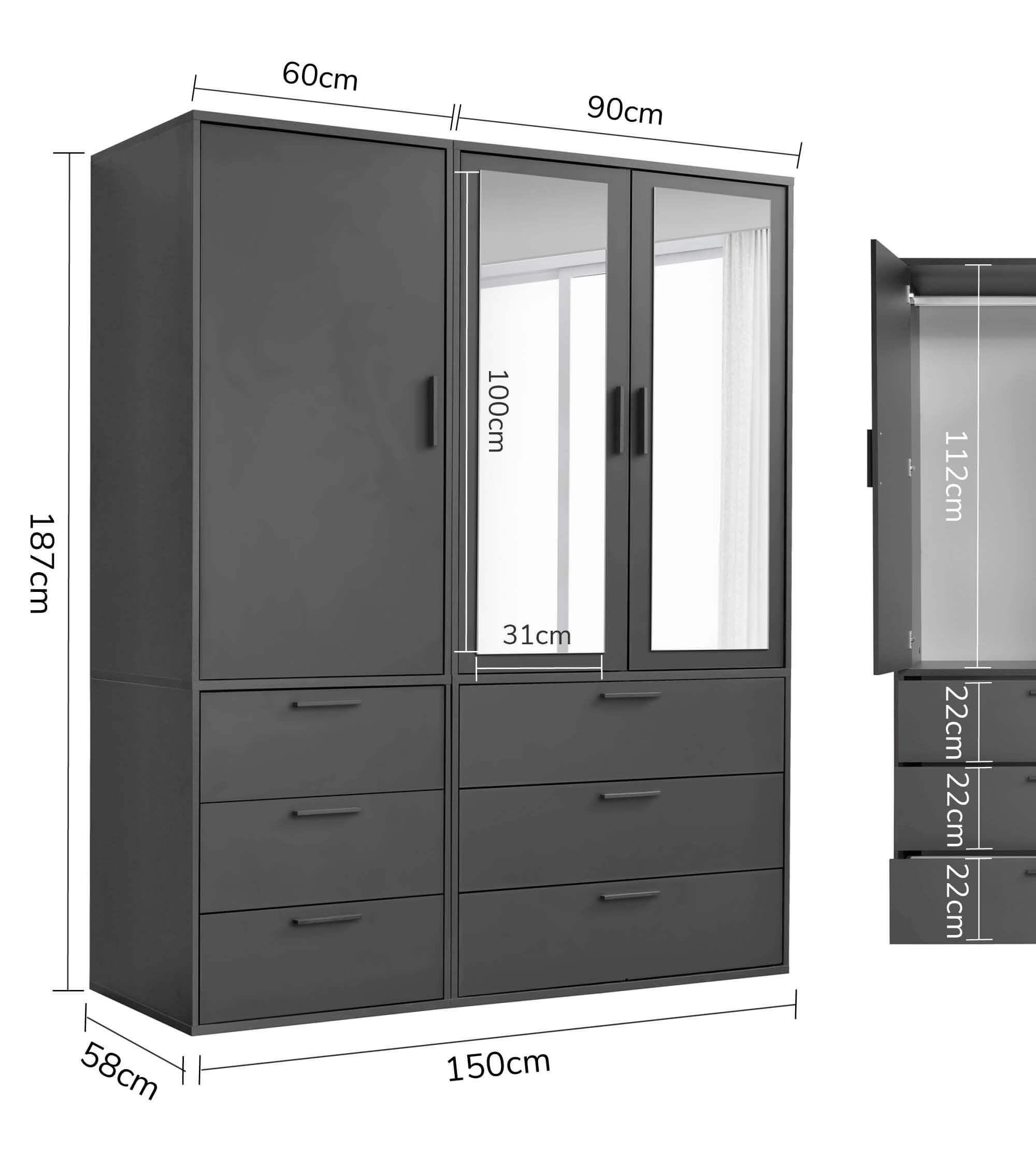 Kleiderschrank Garderobenschrank Schlafzimmerschrank Flurschrank