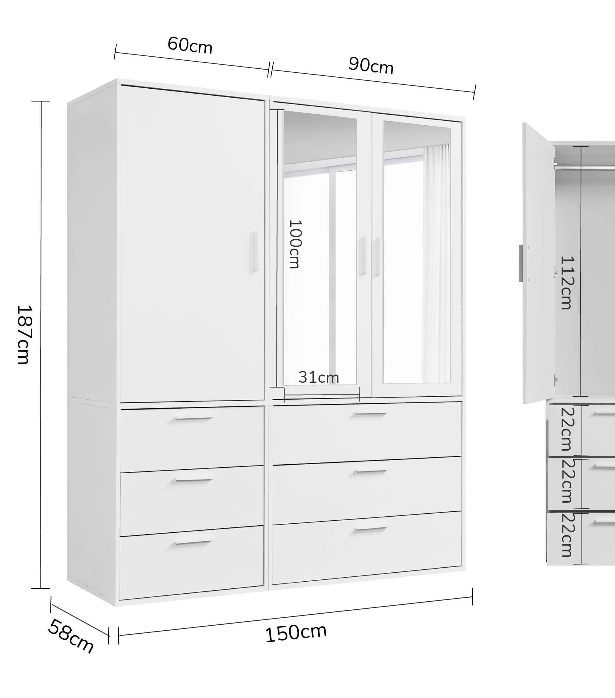Kleiderschrank Garderobenschrank Schlafzimmerschrank Flurschrank