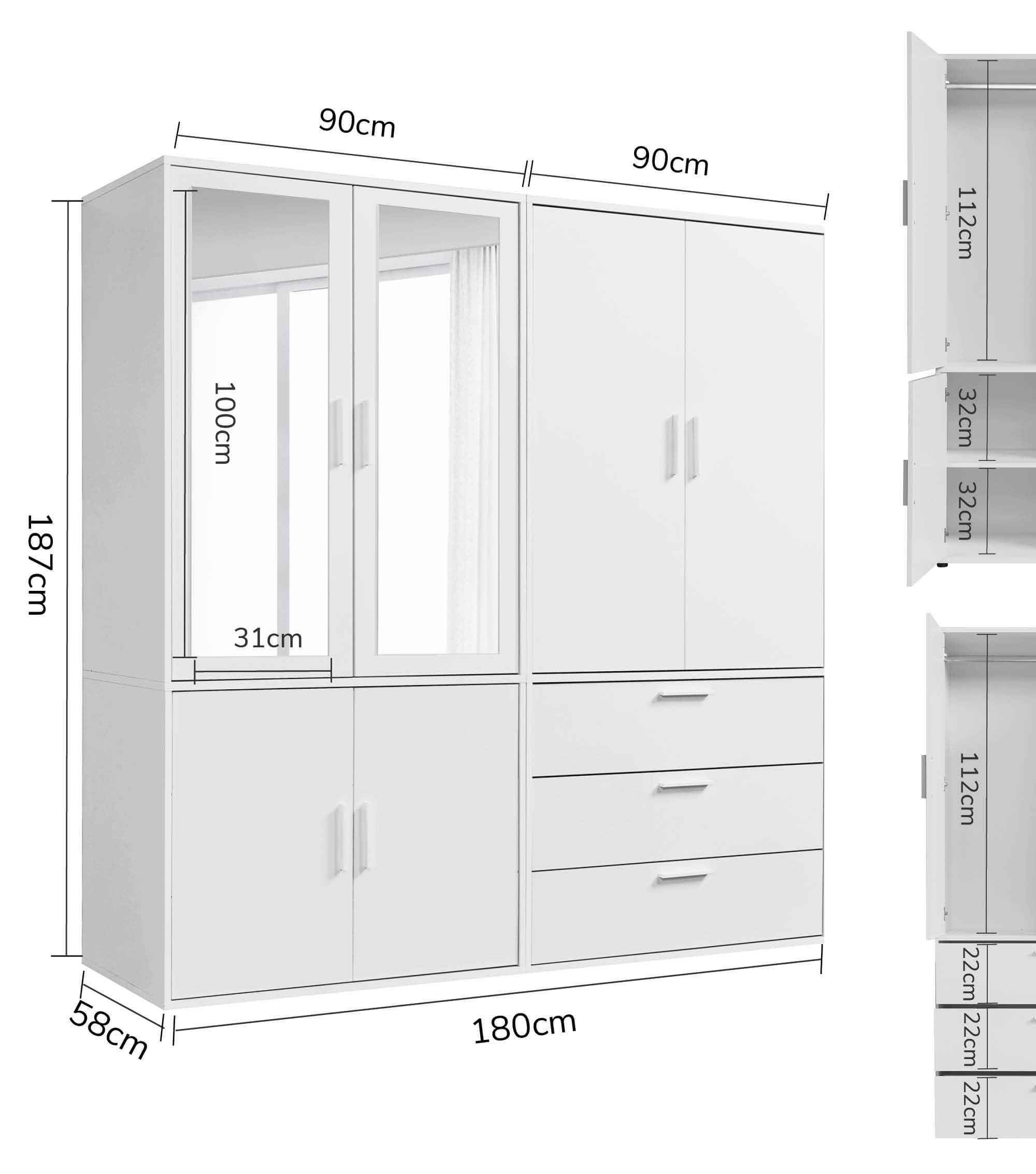 Kleiderschrank Garderobenschrank Schlafzimmerschrank Flurschrank