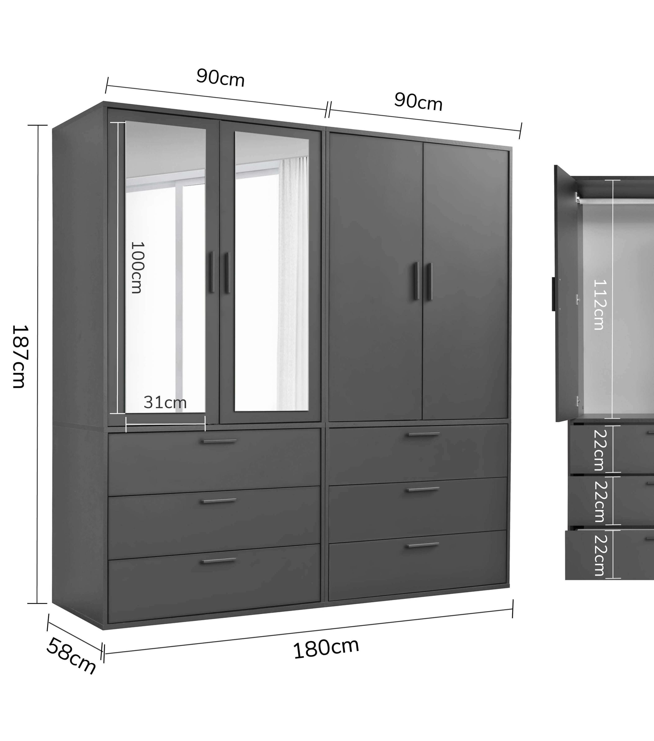 Kleiderschrank Garderobenschrank Schlafzimmerschrank Flurschrank