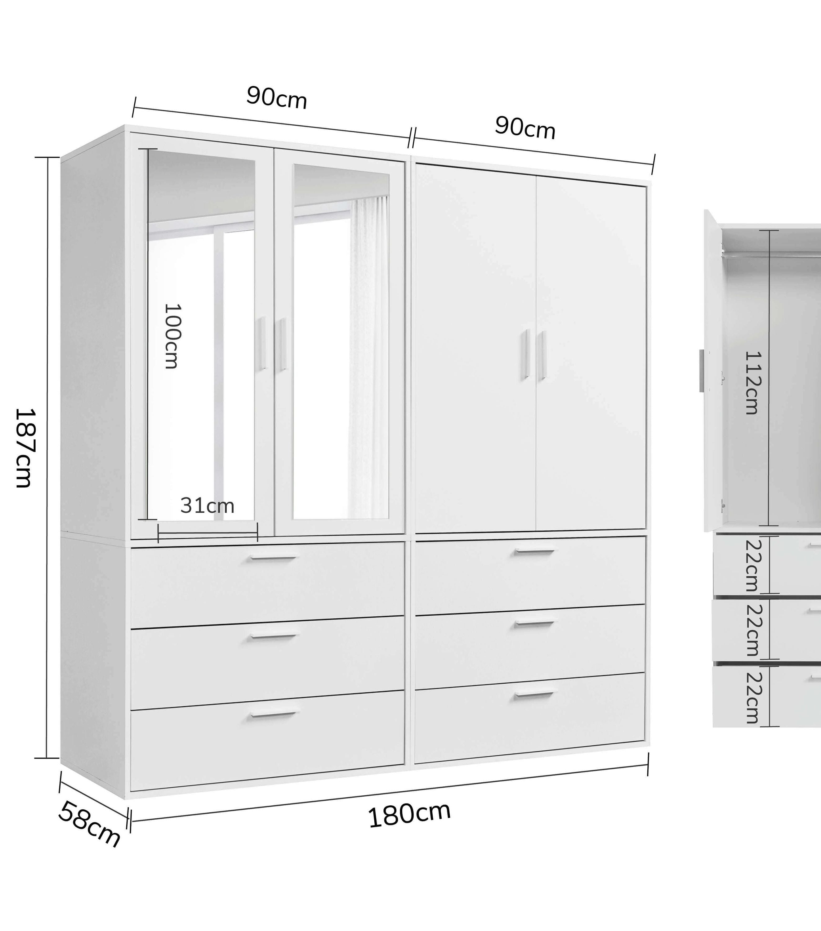 Kleiderschrank Garderobenschrank Schlafzimmerschrank Flurschrank