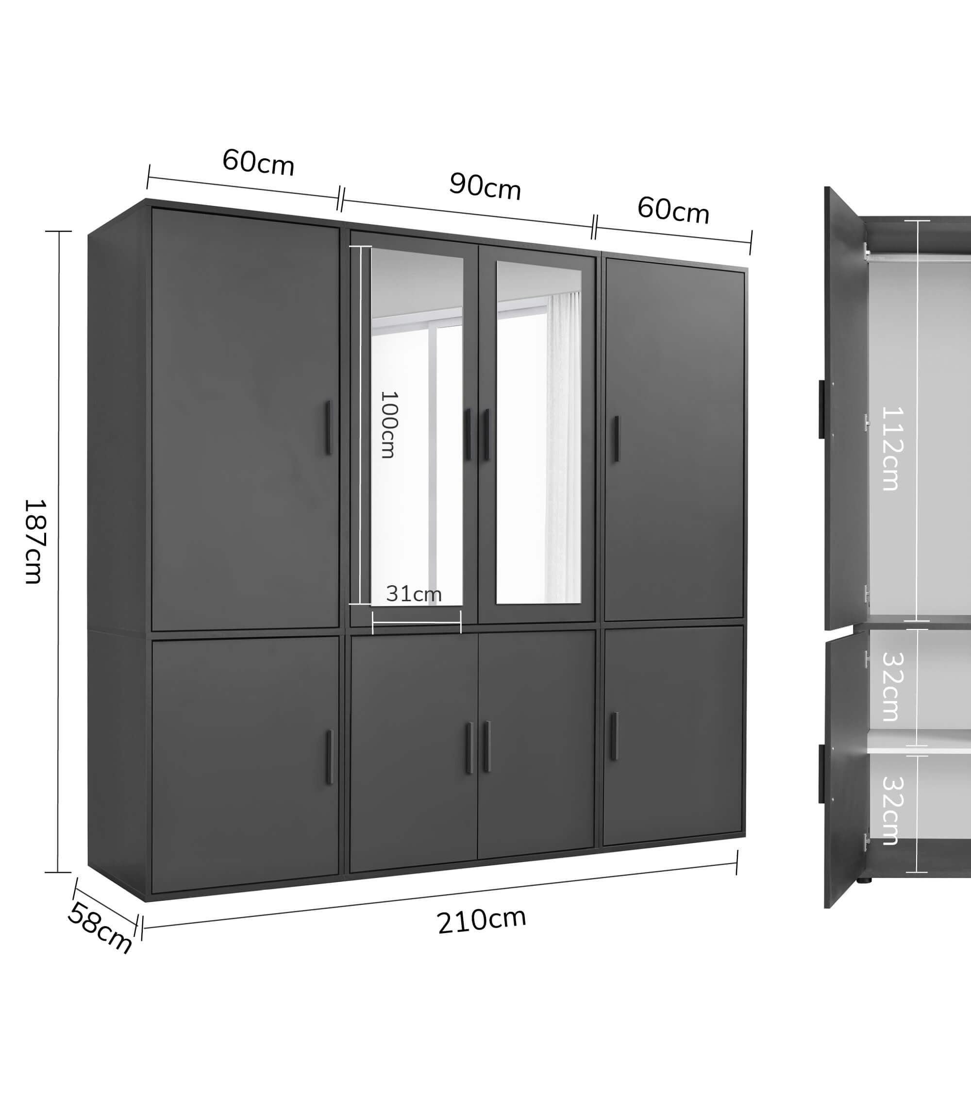 Kleiderschrank Garderobenschrank Schlafzimmerschrank Flurschrank