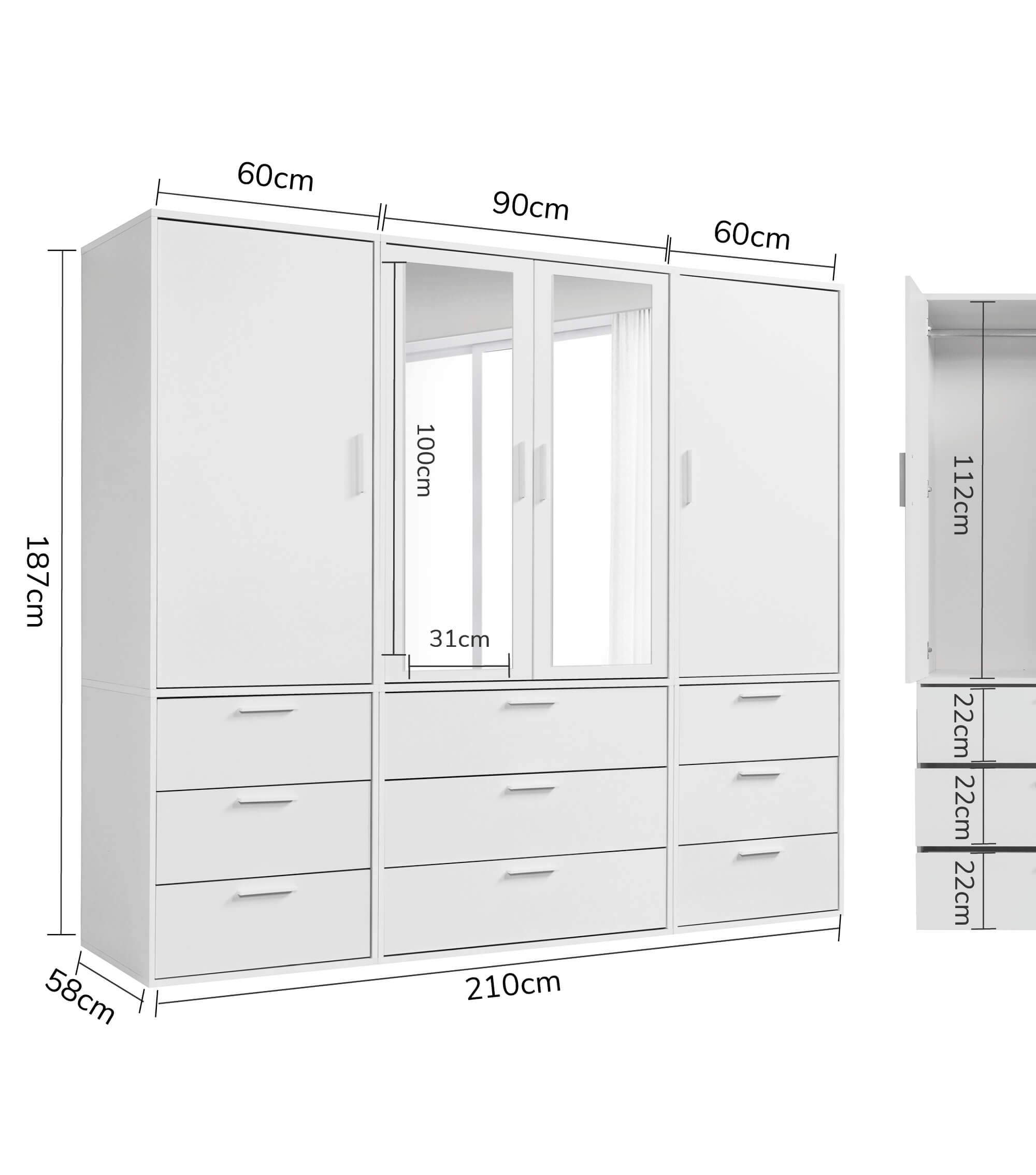 Kleiderschrank Garderobenschrank Schlafzimmerschrank Flurschrank