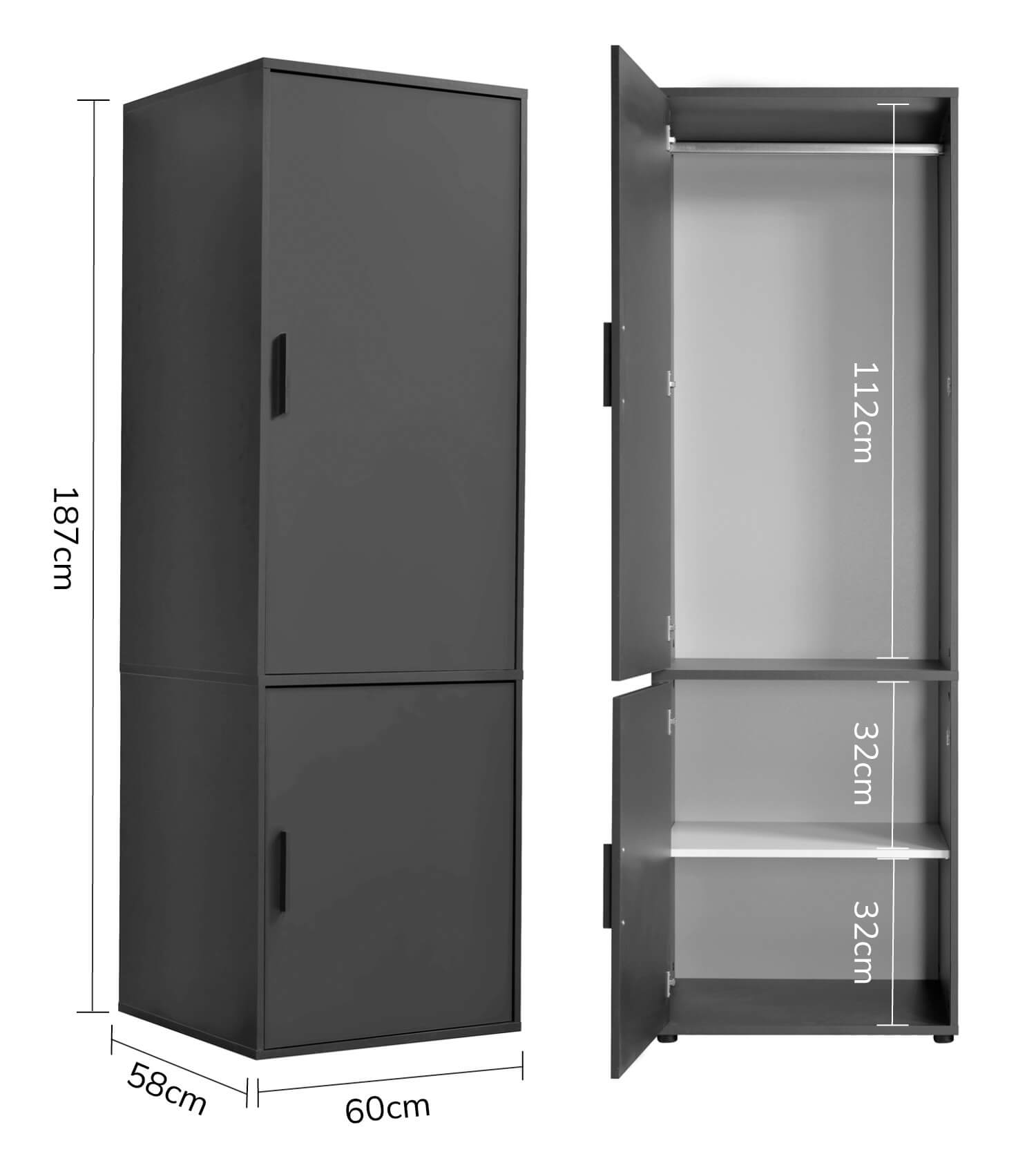 Kleiderschrank Garderobenschrank Schlafzimmerschrank Flurschrank