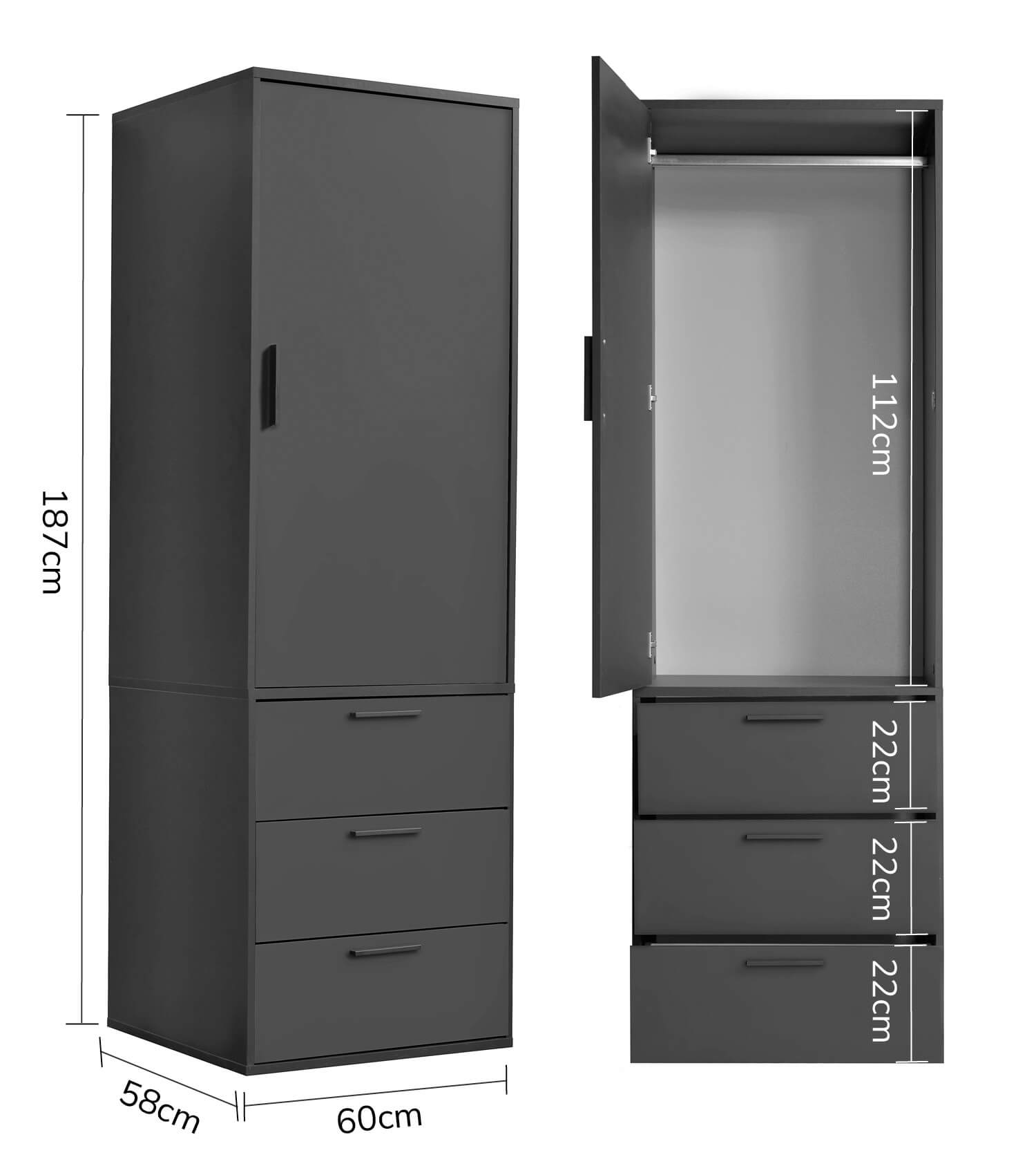 Kleiderschrank Garderobenschrank Schlafzimmerschrank Flurschrank