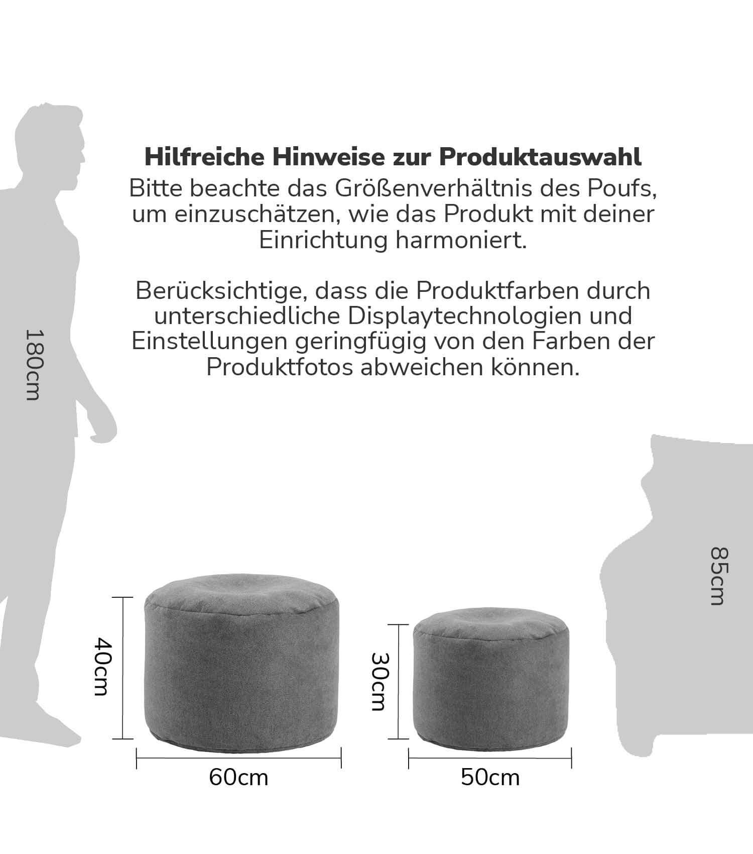 Indoor Pouf Hocker Sitzkissen Bodenkissen 'Der Ruhepouf' Fußhocker rund
