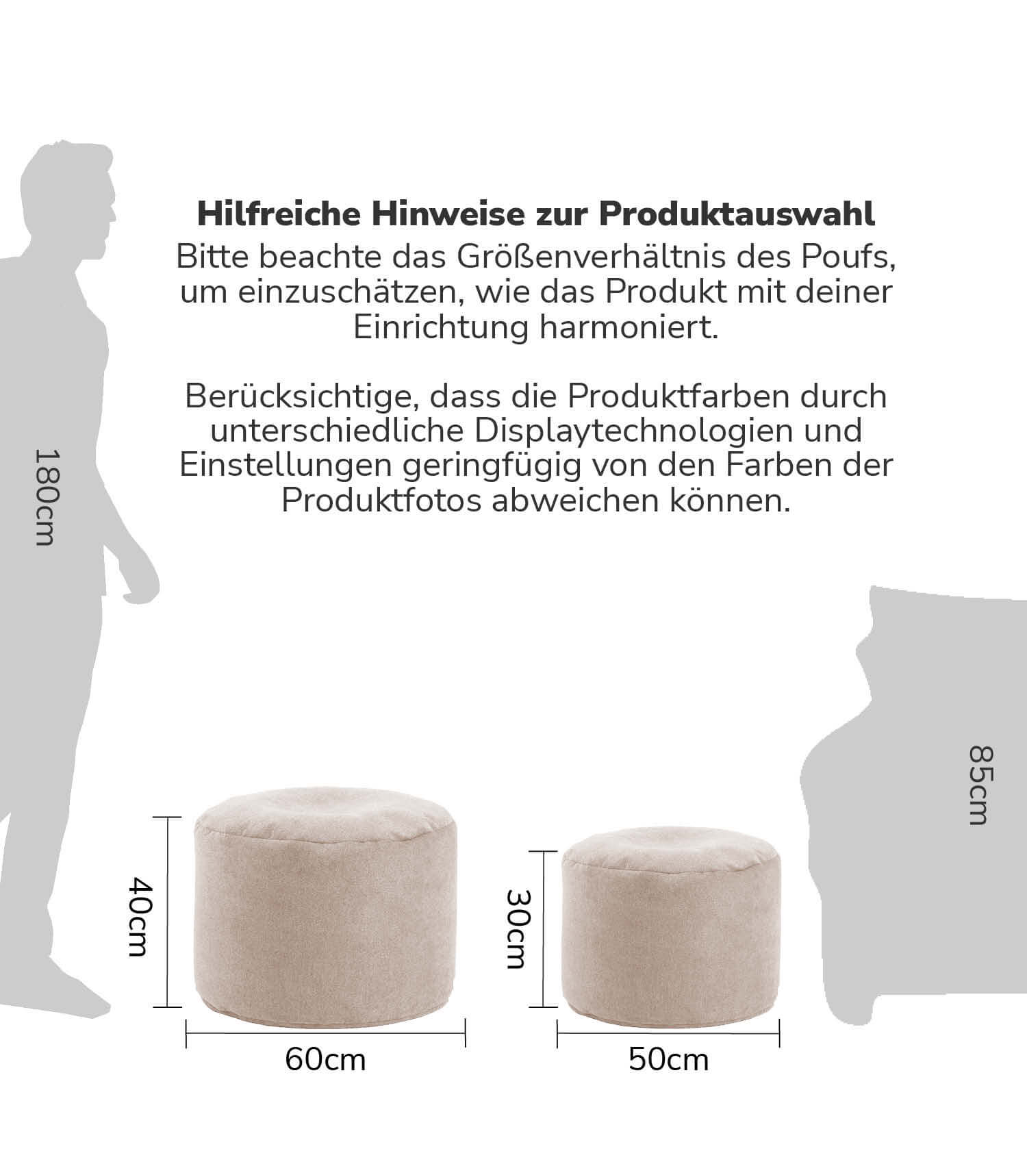 Indoor Pouf Hocker Sitzkissen Bodenkissen 'Der Ruhepouf' Fußhocker rund