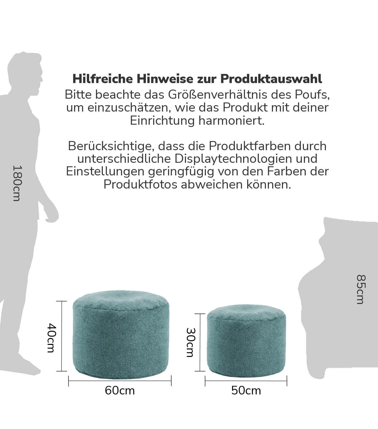 Indoor Pouf Hocker Sitzkissen Bodenkissen 'Der Ruhepouf' Fußhocker rund