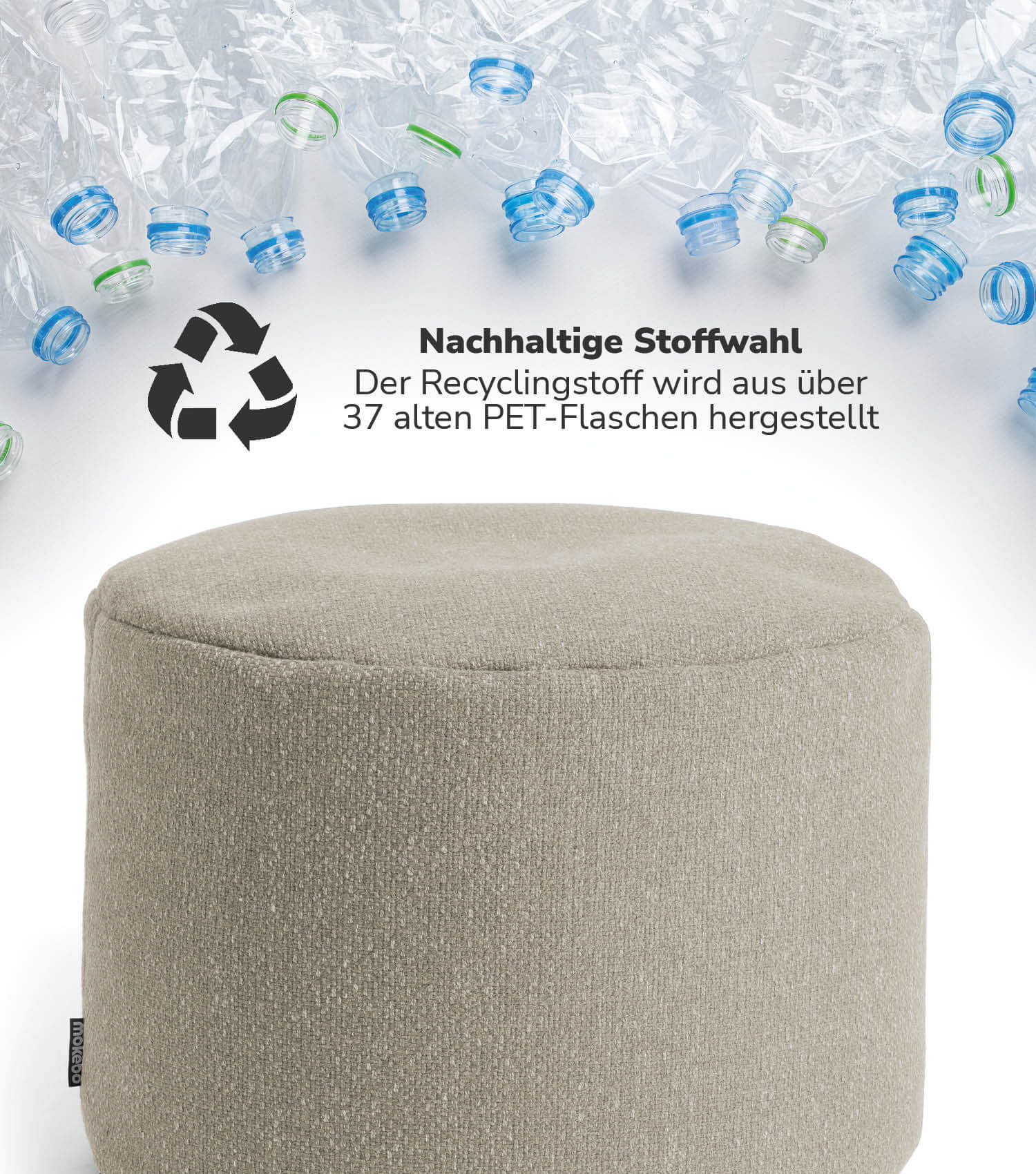 Indoor Pouf Hocker Sitzkissen Bodenkissen 'Der Ruhepouf' Fußhocker rund