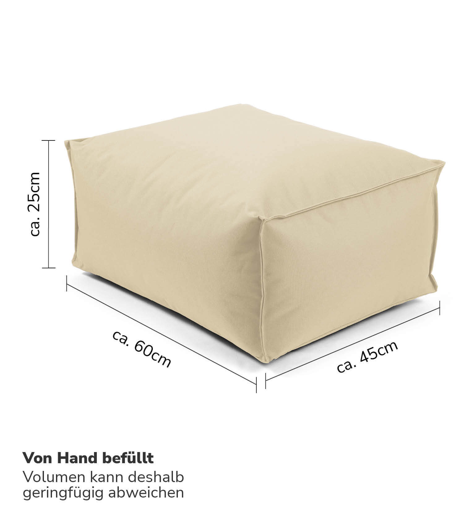 Outdoor Pouf Hocker Sitzkissen Bodenkissen 'Der Ruhepouf' Fußhocker eckig