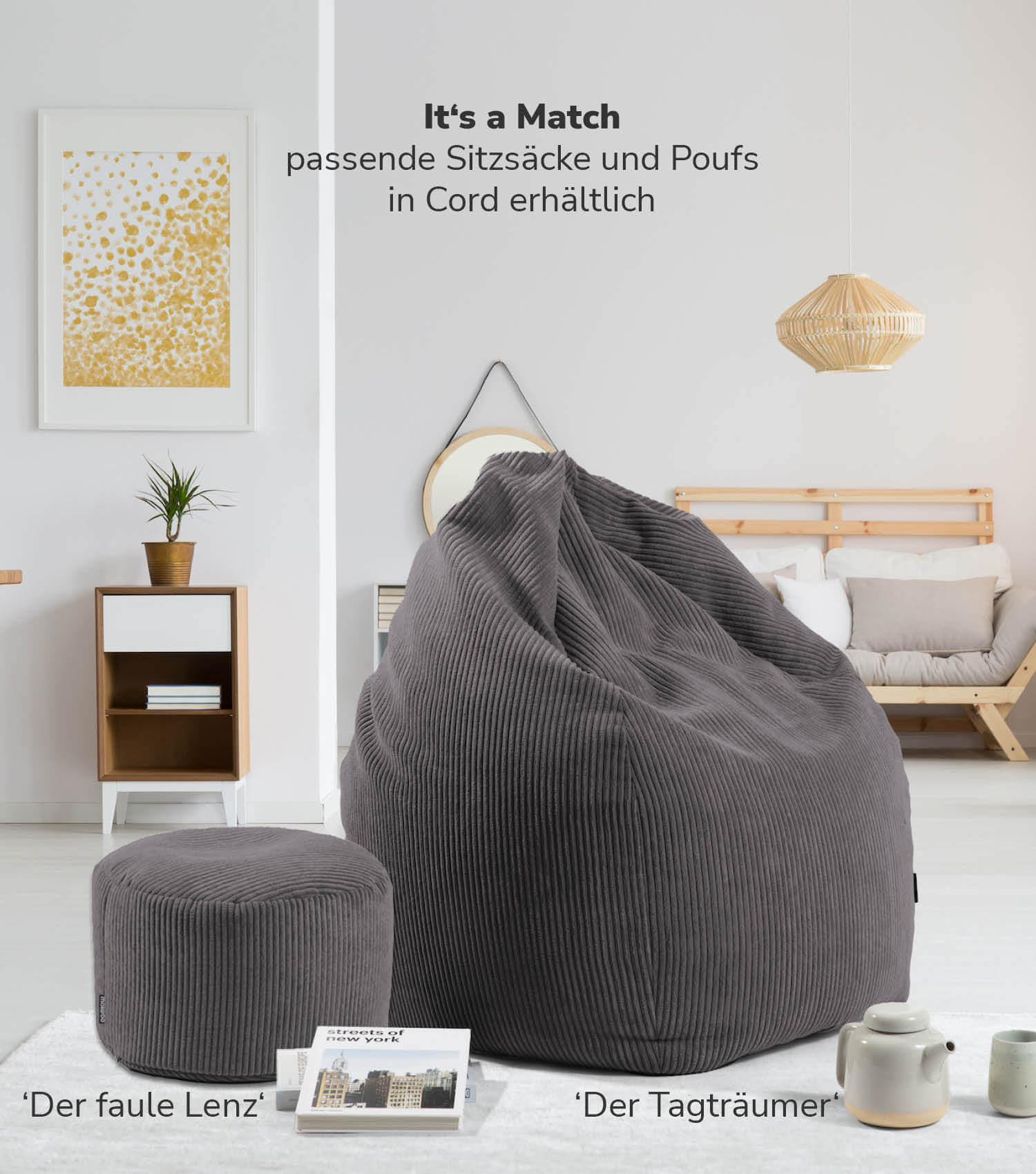 Indoor Pouf Hocker Sitzkissen Bodenkissen 'Der Ruhestifter' Fußhocker eckig