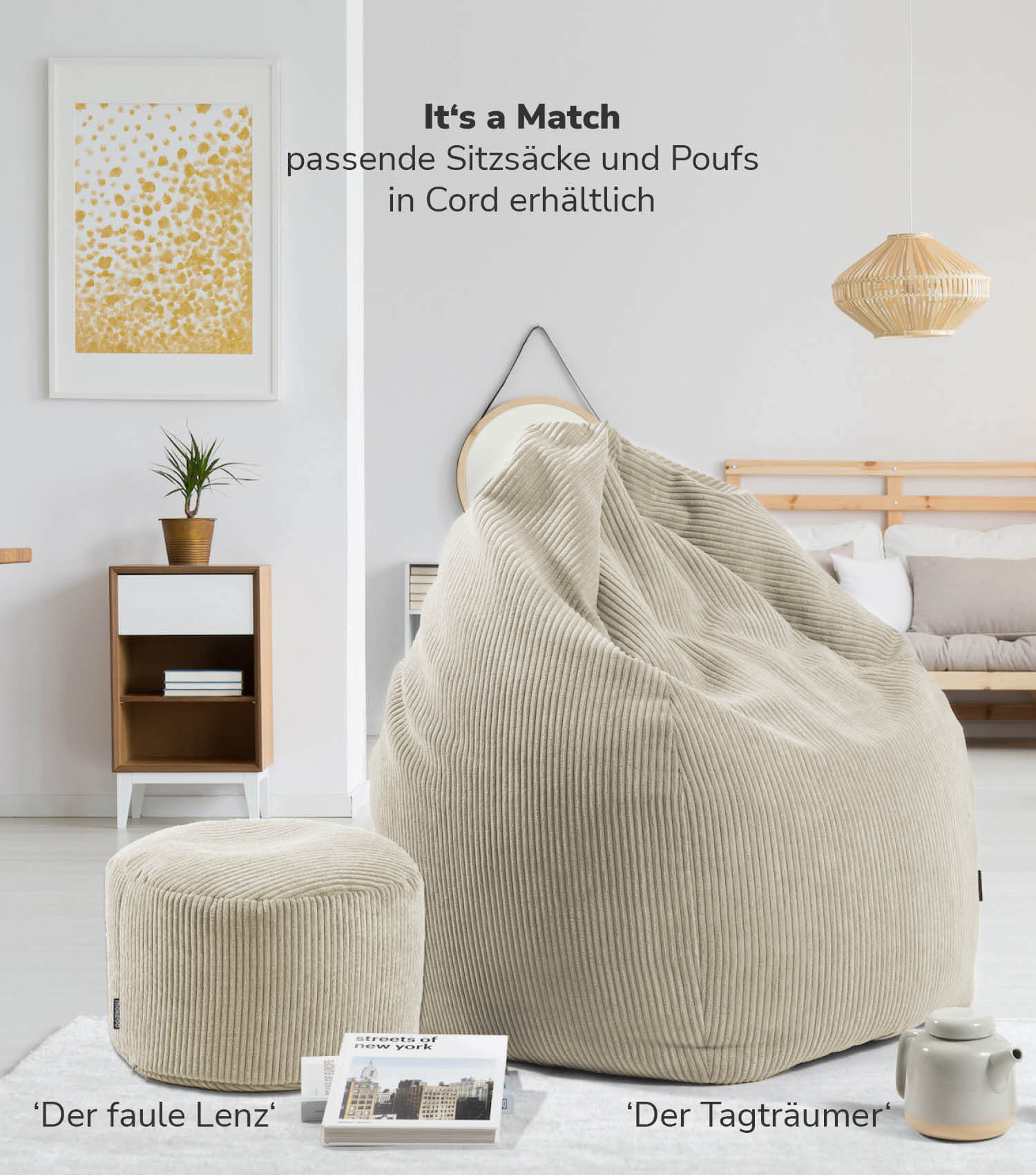 Indoor Pouf Hocker Sitzkissen Bodenkissen 'Der Ruhestifter' Fußhocker eckig