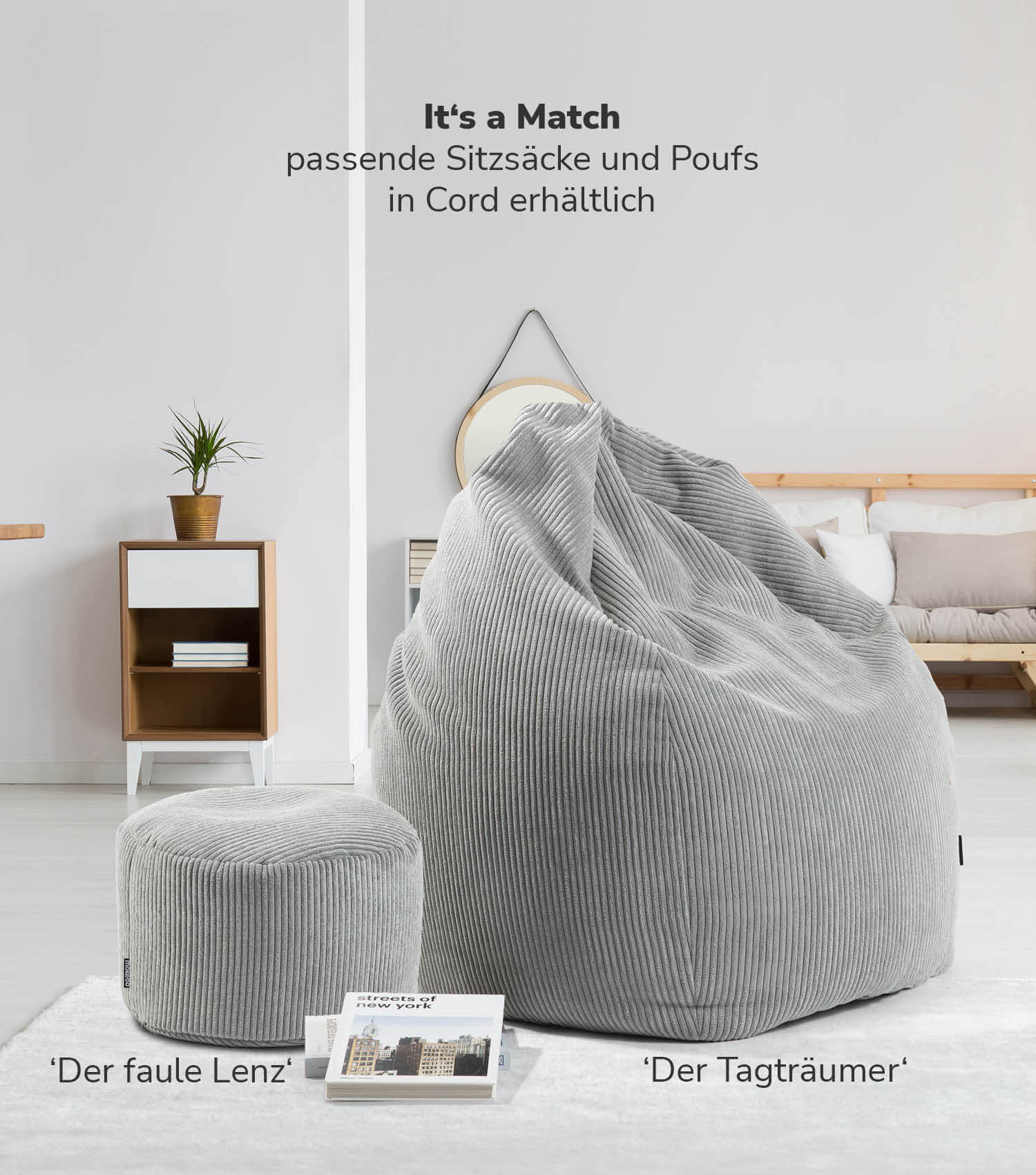 Indoor Pouf Hocker Sitzkissen Bodenkissen 'Der Ruhestifter' Fußhocker eckig