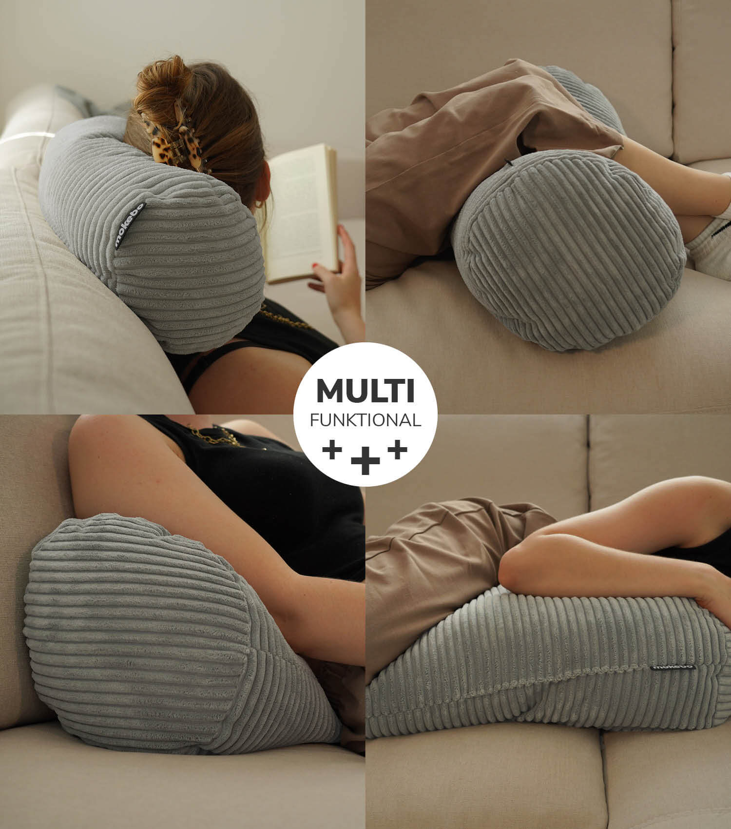 Nackenkissen Nackenrolle Kissenrolle Lesekissen Knierolle Rückenkissen