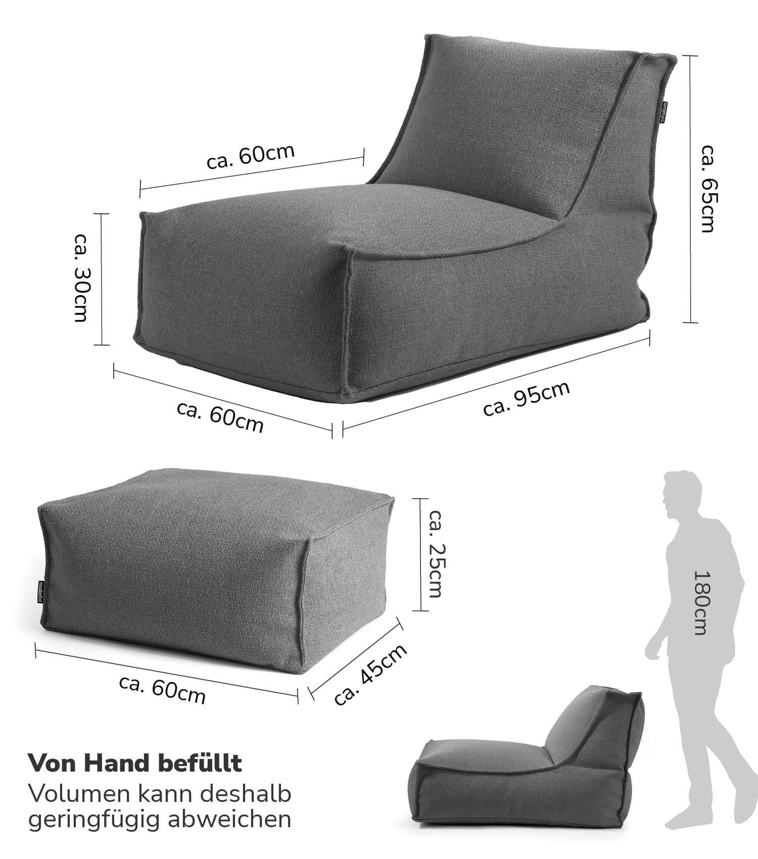 Sitzsack XXL + Pouf für Kinder & Erwachsene mit Füllung 'Der Sundowner'