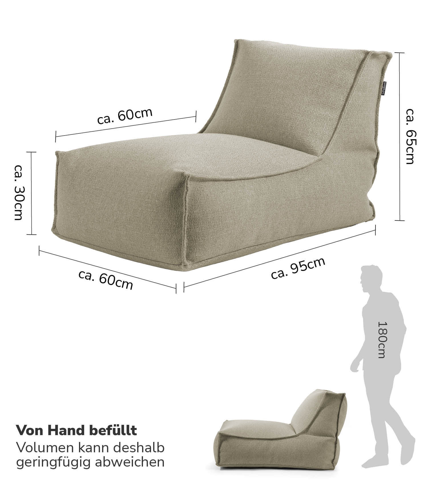 Sitzsack XXL + Pouf für Kinder & Erwachsene mit Füllung 'Der Sundowner'