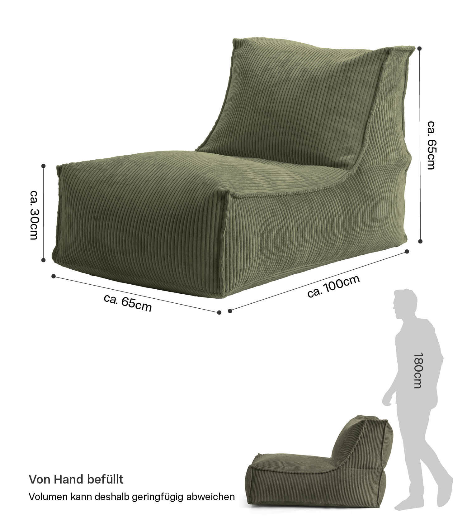 Sitzsack XXL + Pouf für Kinder & Erwachsene mit Füllung 'Der Gelassene'