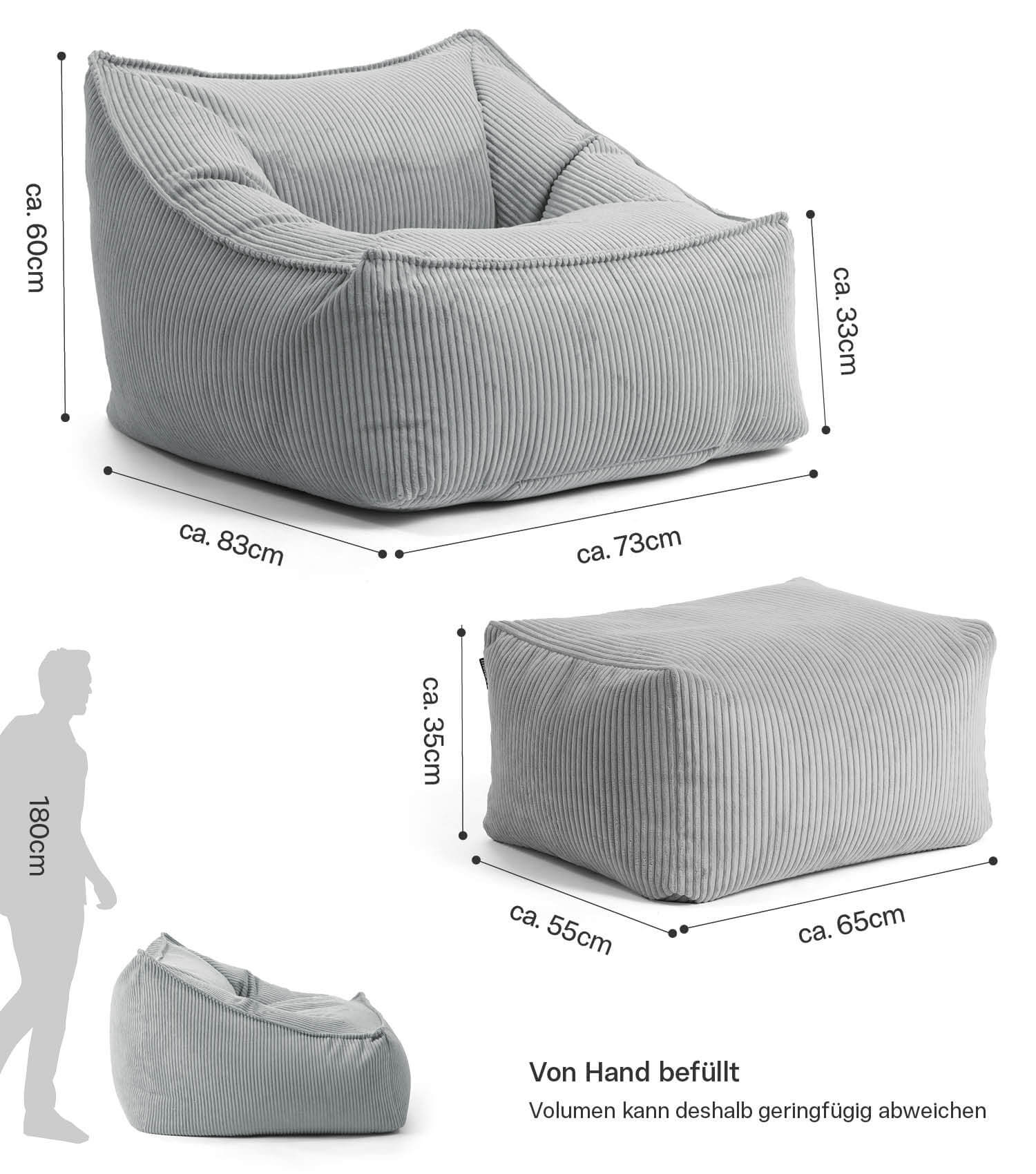 Cord Sessel Lesesessel XXL Sitzsack Sitzsack Cord Bean Bag Armlehnen